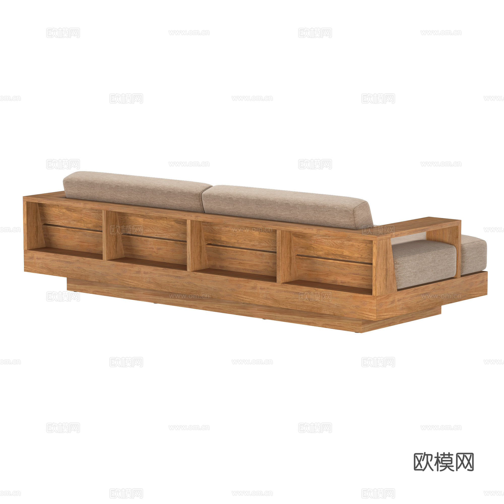 新中式柚木布艺双人沙发3d模型