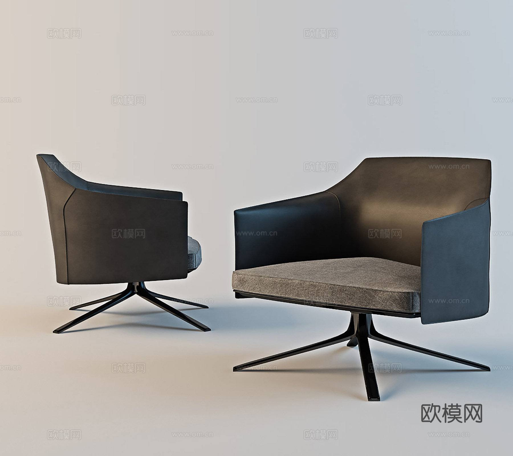 现代简约休闲椅 办公椅 职员椅 皮椅su模型
