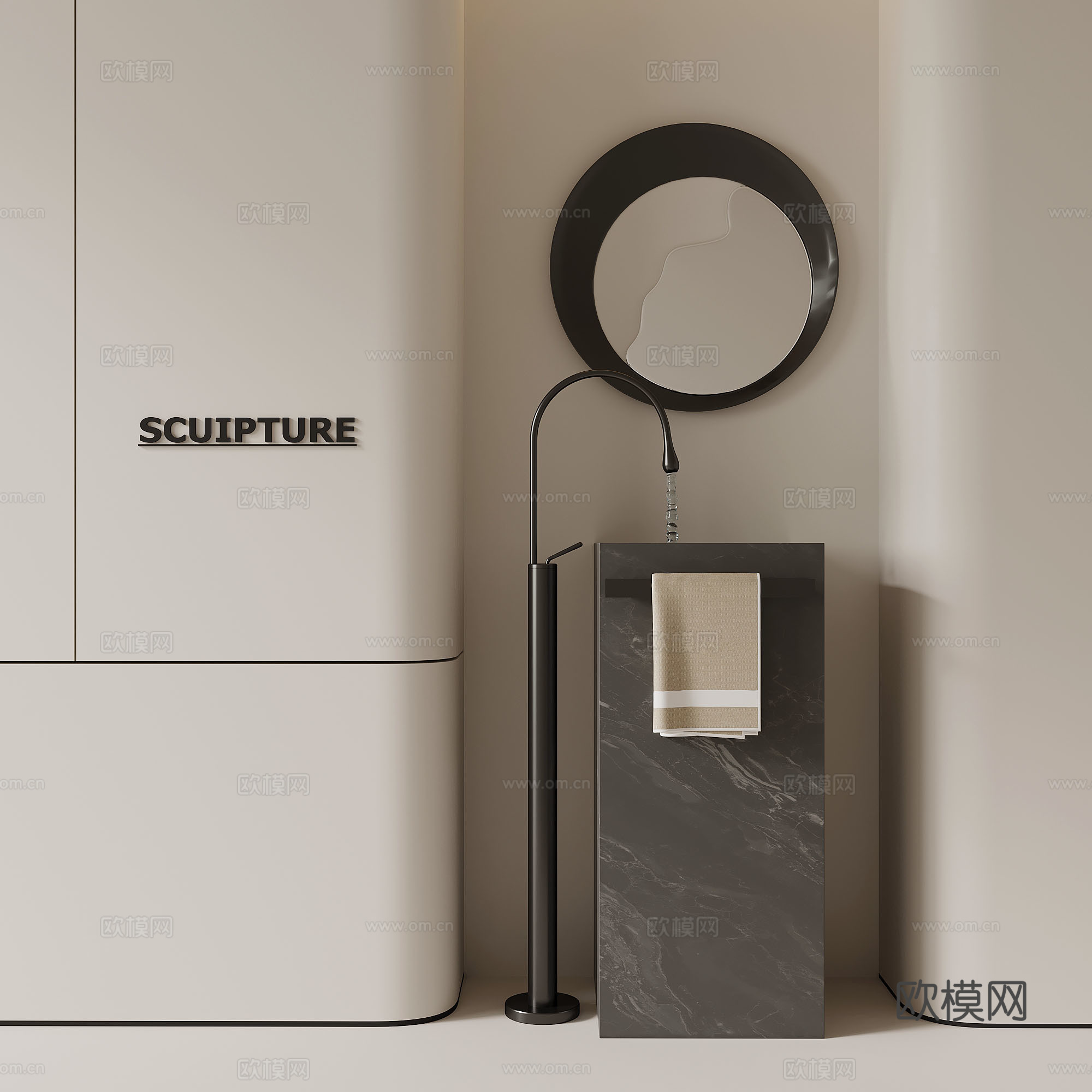 柱盆 现代柱盆 庭院柱盆 洗手池 洗手盆3d模型