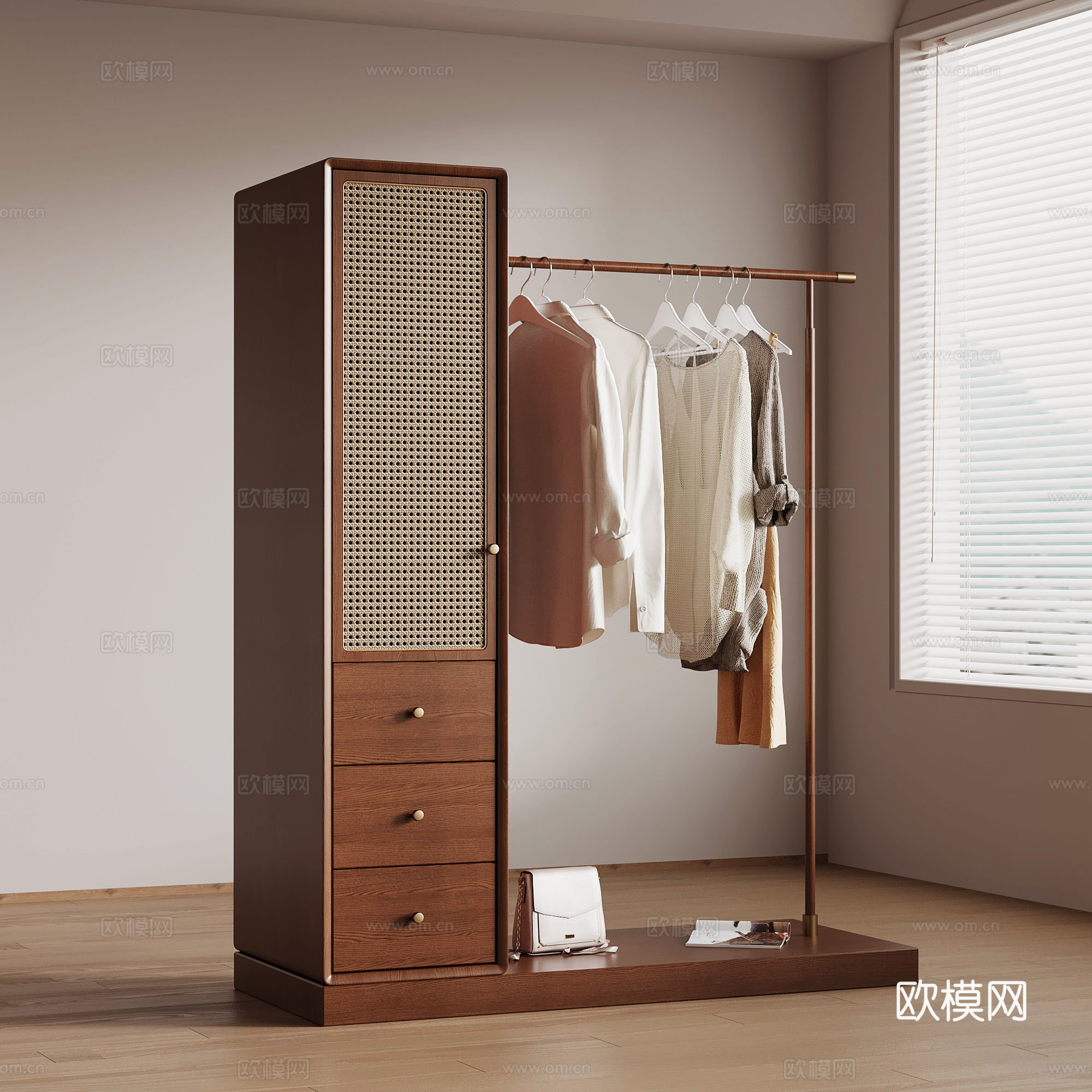 衣架 法式中古衣架 新中式衣架su模型