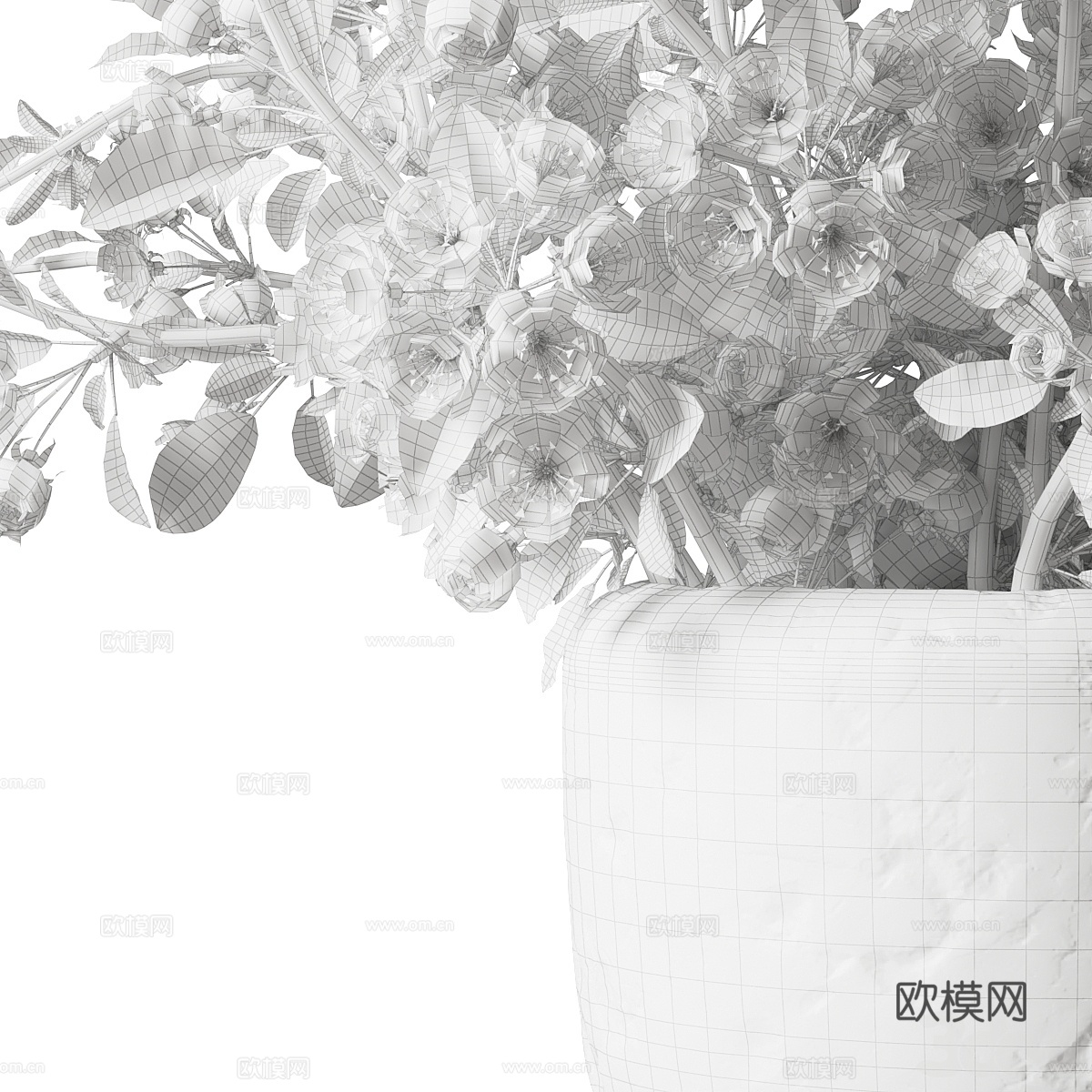 新中式侘寂花瓶花艺3d模型