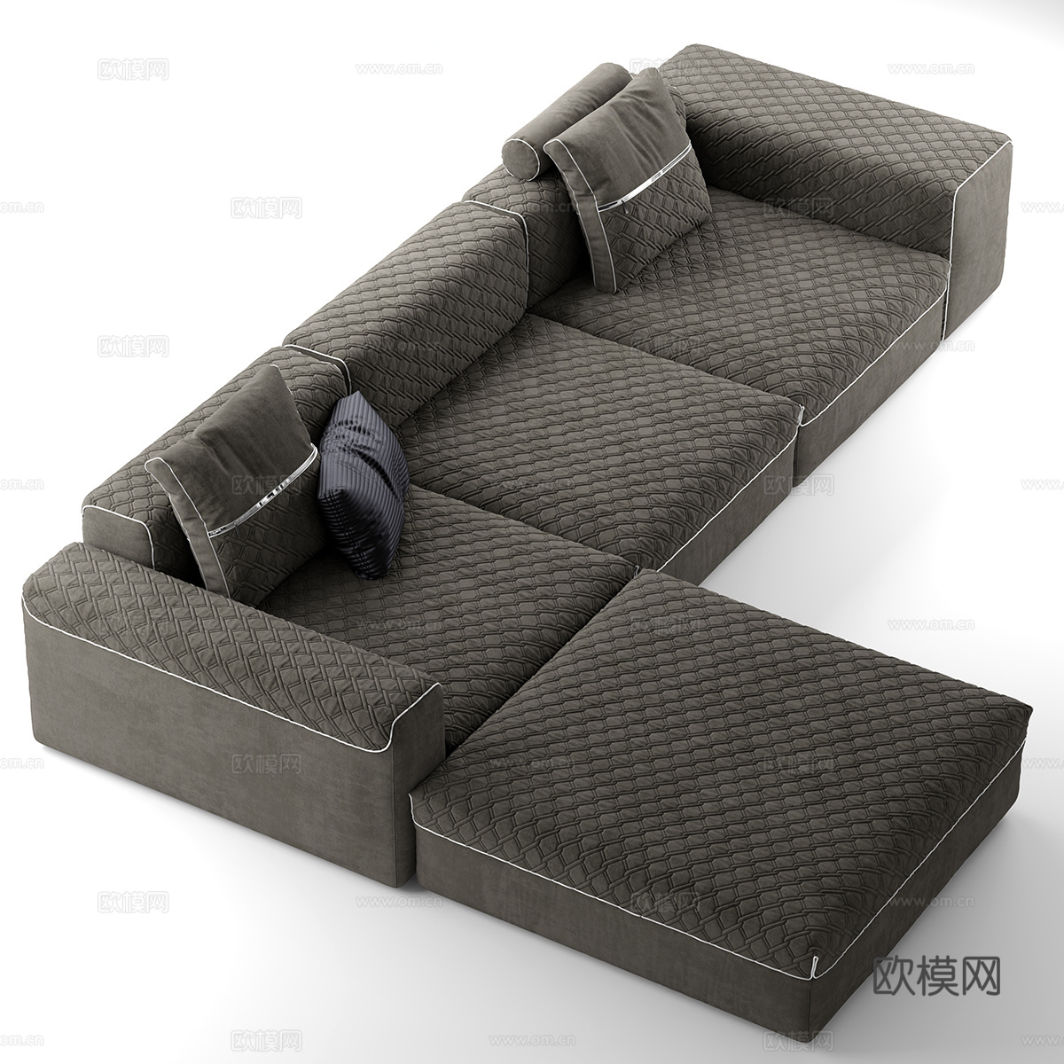 现代布艺转角沙发3d模型