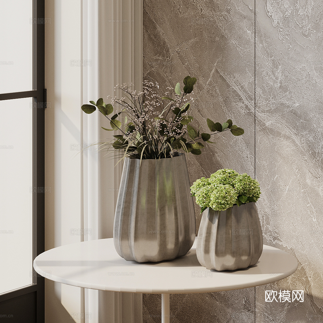 花 陶瓷花瓶 花艺鲜花 月季花 粉色花艺 假花永生花 客厅花3d模型