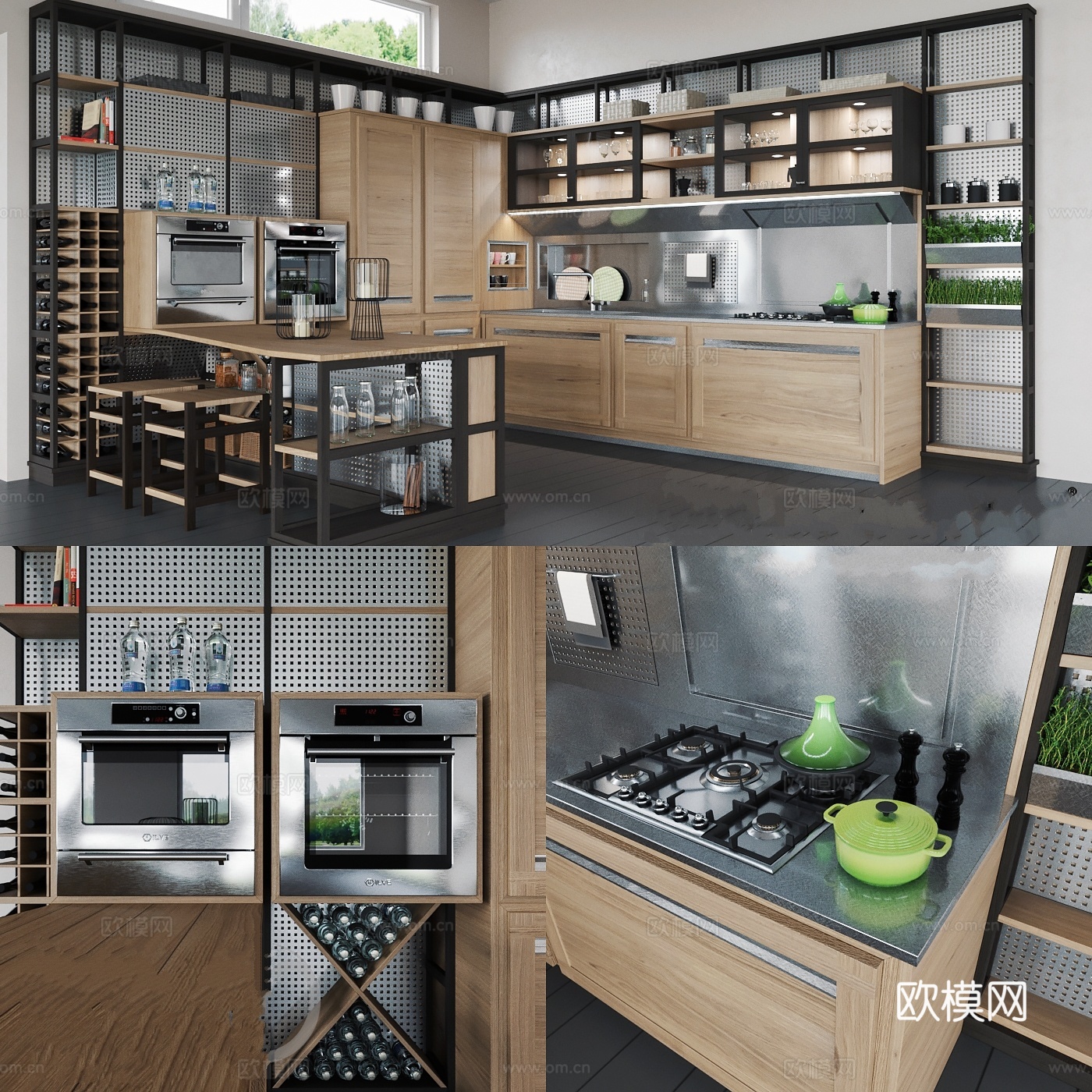 现代工业风橱柜装饰摆件3d模型
