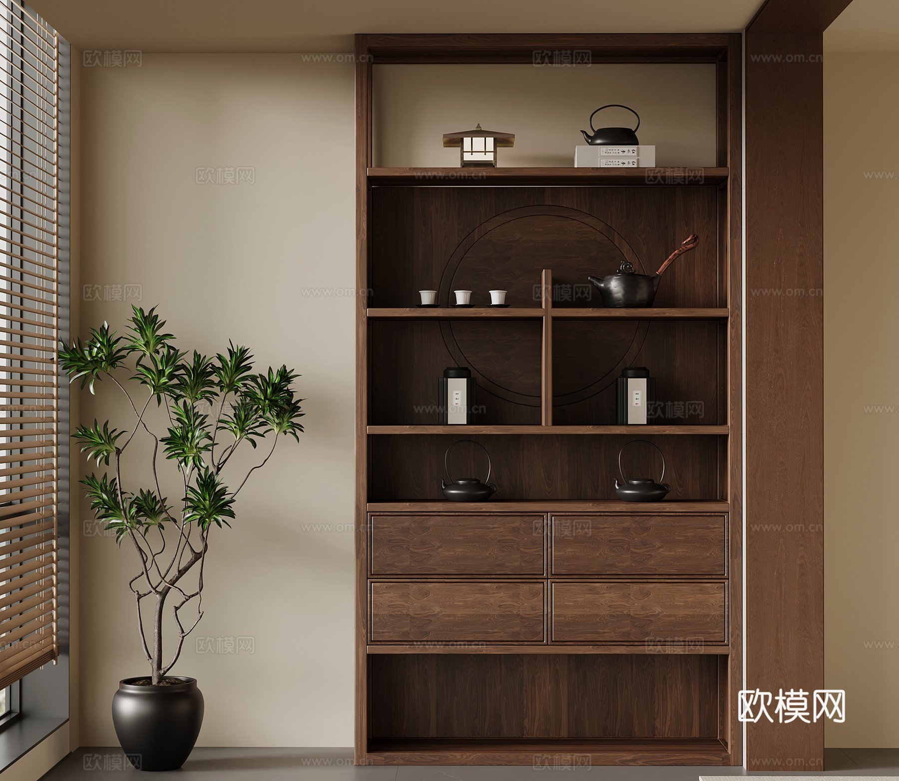 新中式茶柜su模型