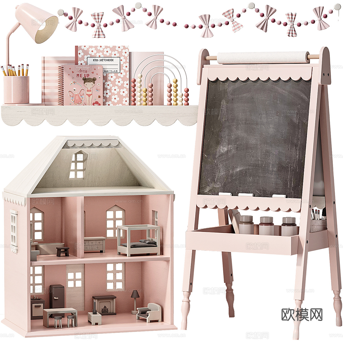 现代奶油风儿童饰品 艺术画架3d模型