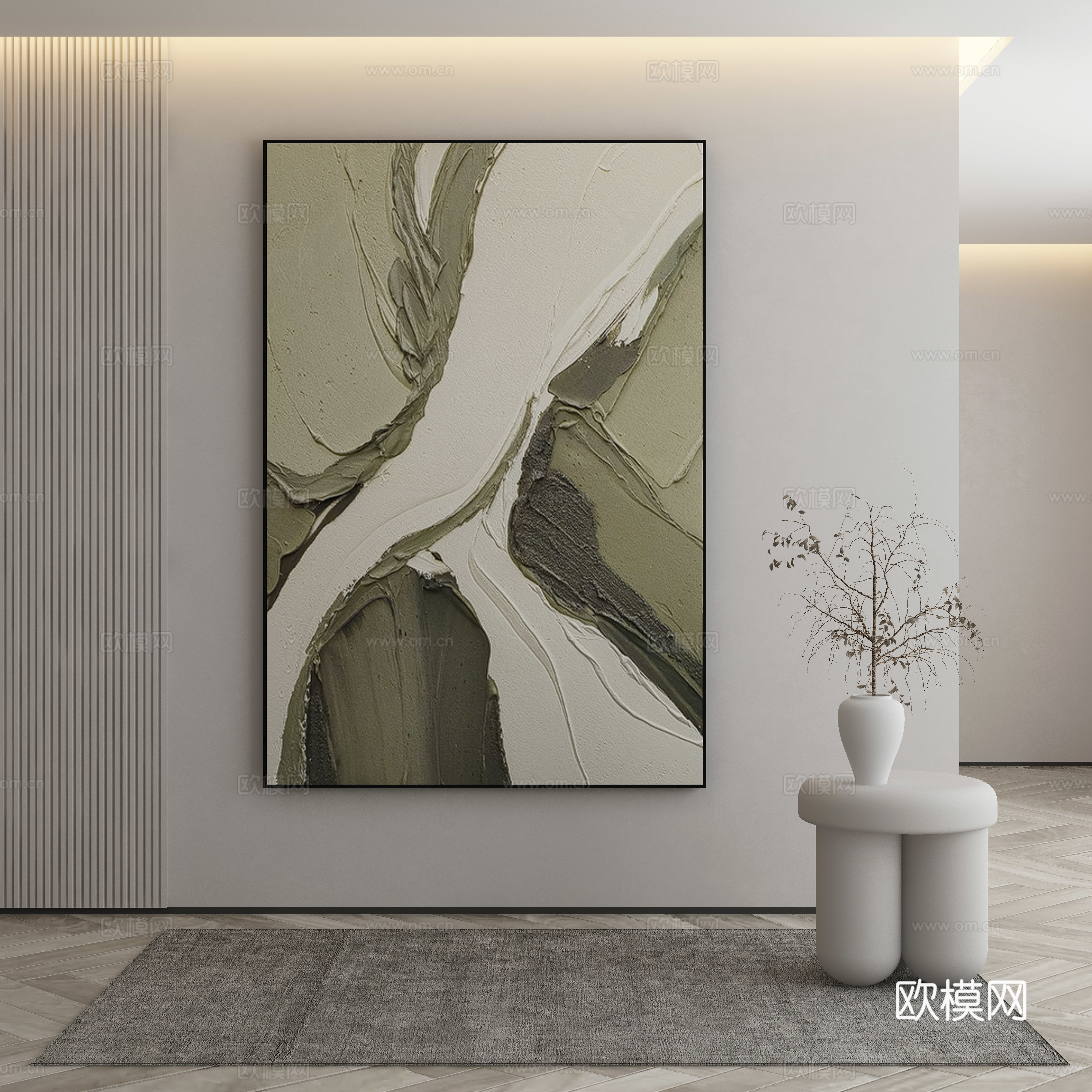 现代侘寂挂画 油画3d模型