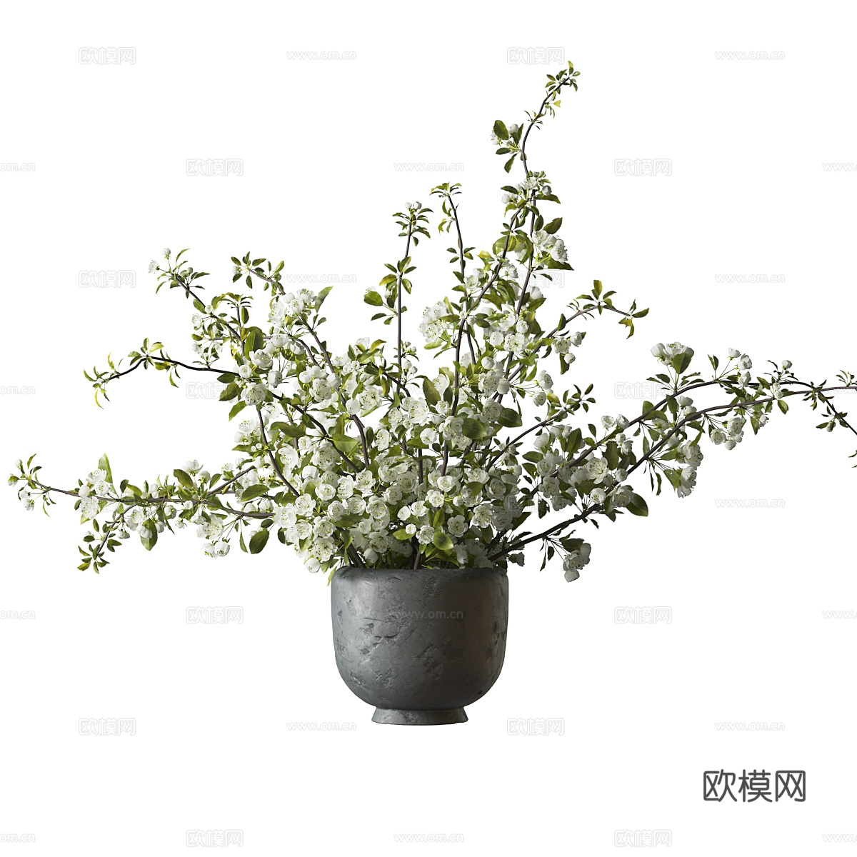 新中式侘寂花瓶花艺3d模型