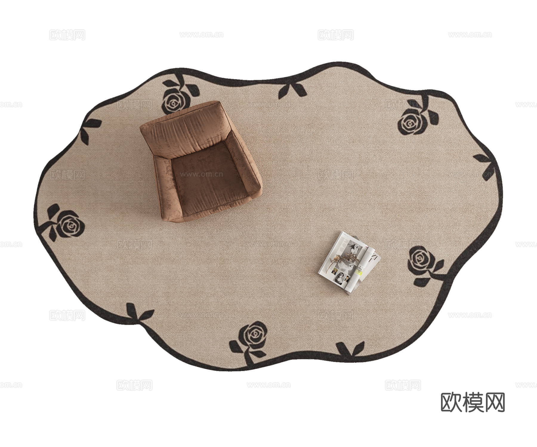 复古客厅异形地毯3d模型
