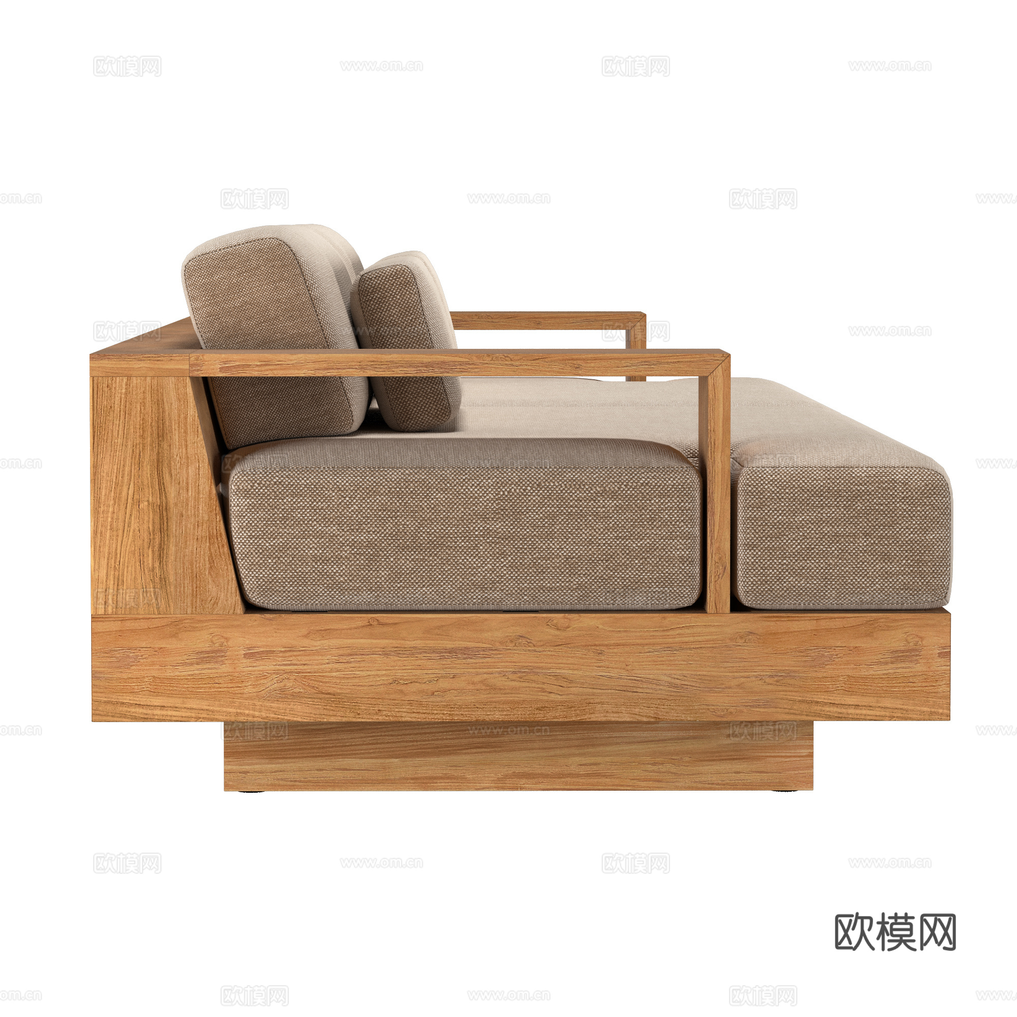 新中式柚木布艺双人沙发3d模型