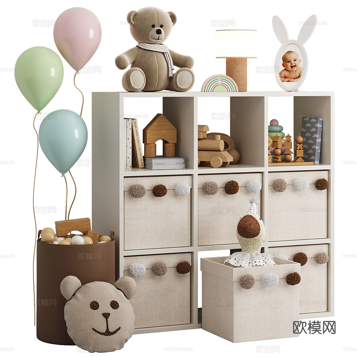 现代奶油风儿童陈设 儿童饰品3d模型