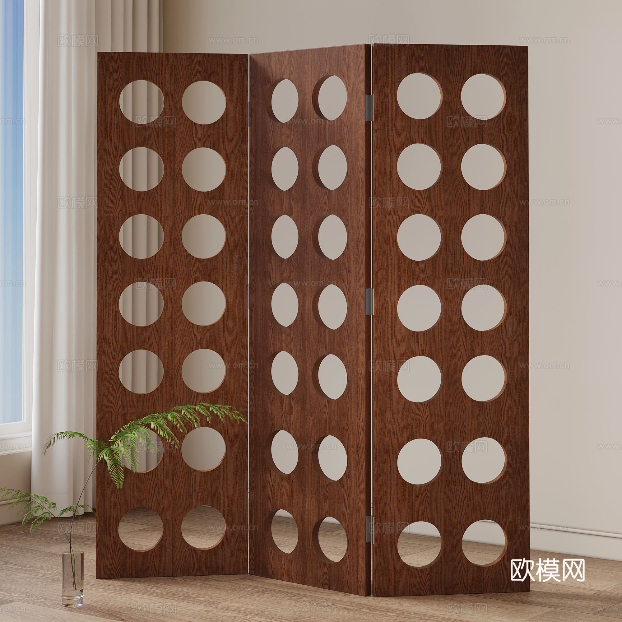 隔断 法式中古屏风隔断su模型