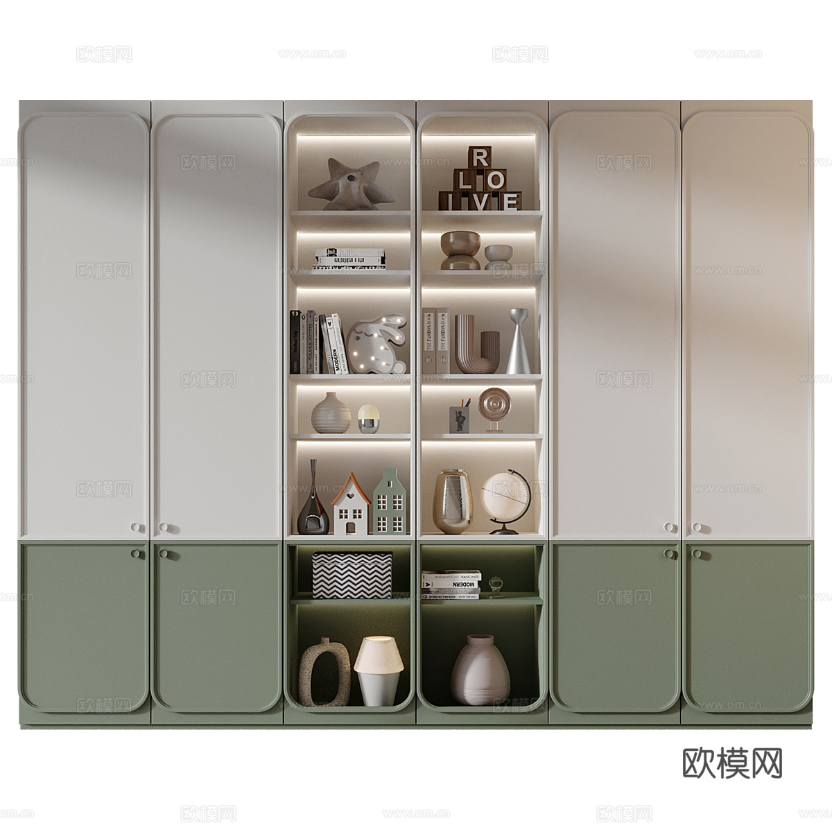 现代奶油风儿童衣柜3d模型