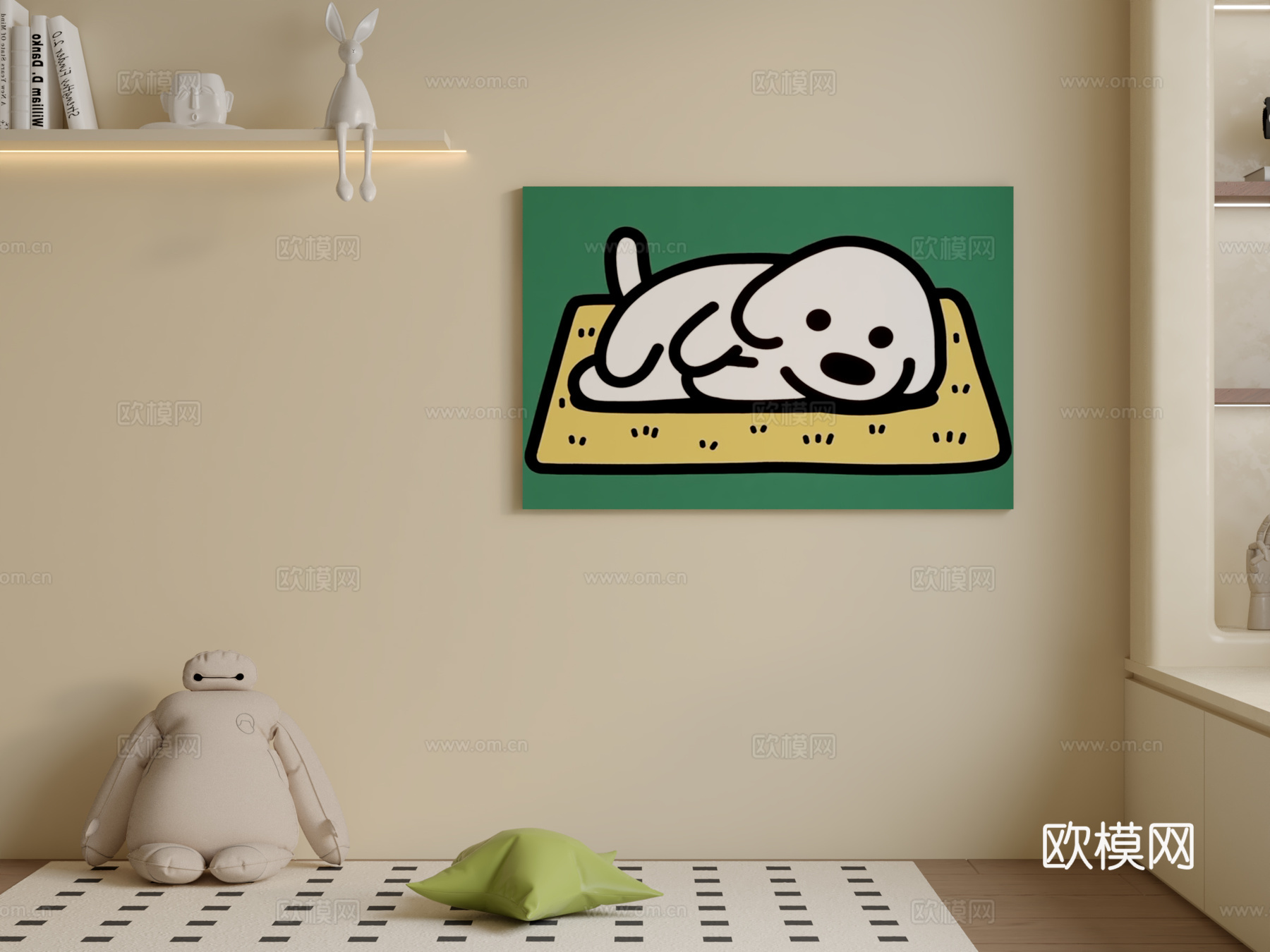 现代 儿童房小狗挂画3d模型