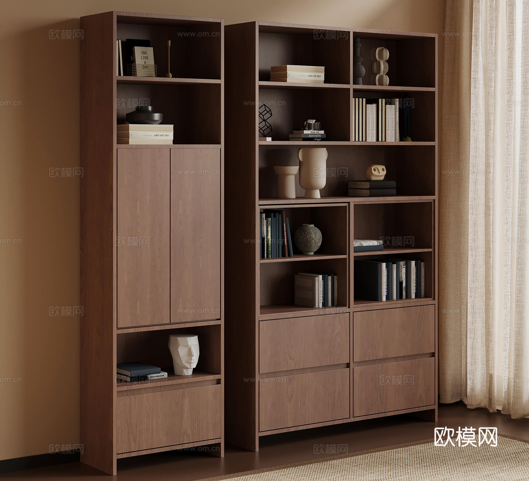 中古风书柜 置物柜3d模型