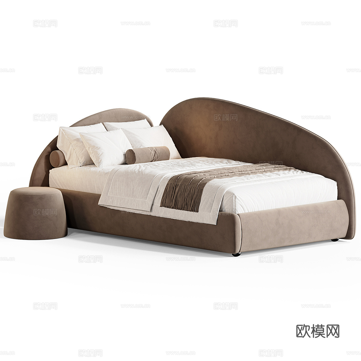 现代意式奶油风儿童布艺沙发床3d模型