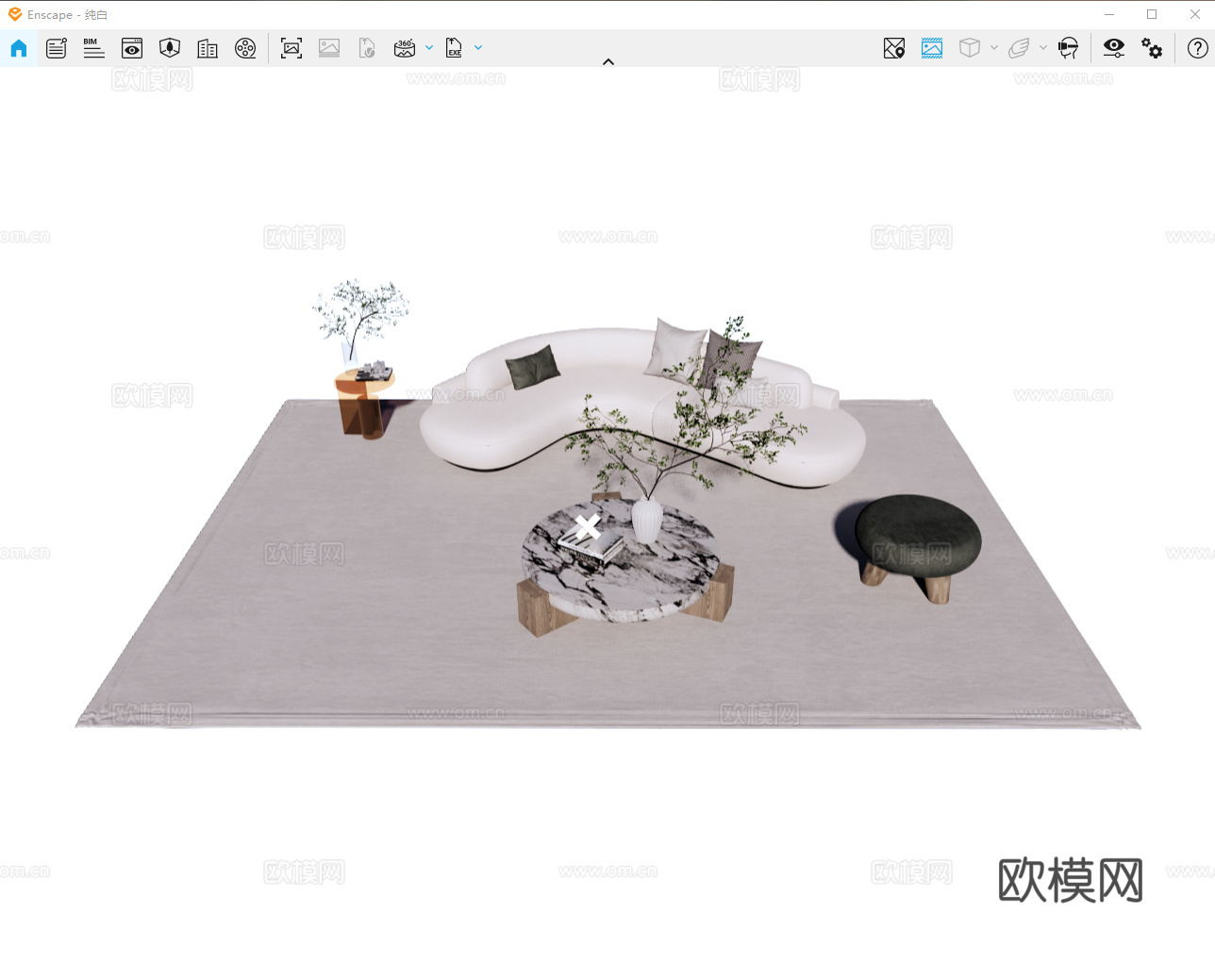 现代 沙发茶几组合 客厅沙发茶几su模型