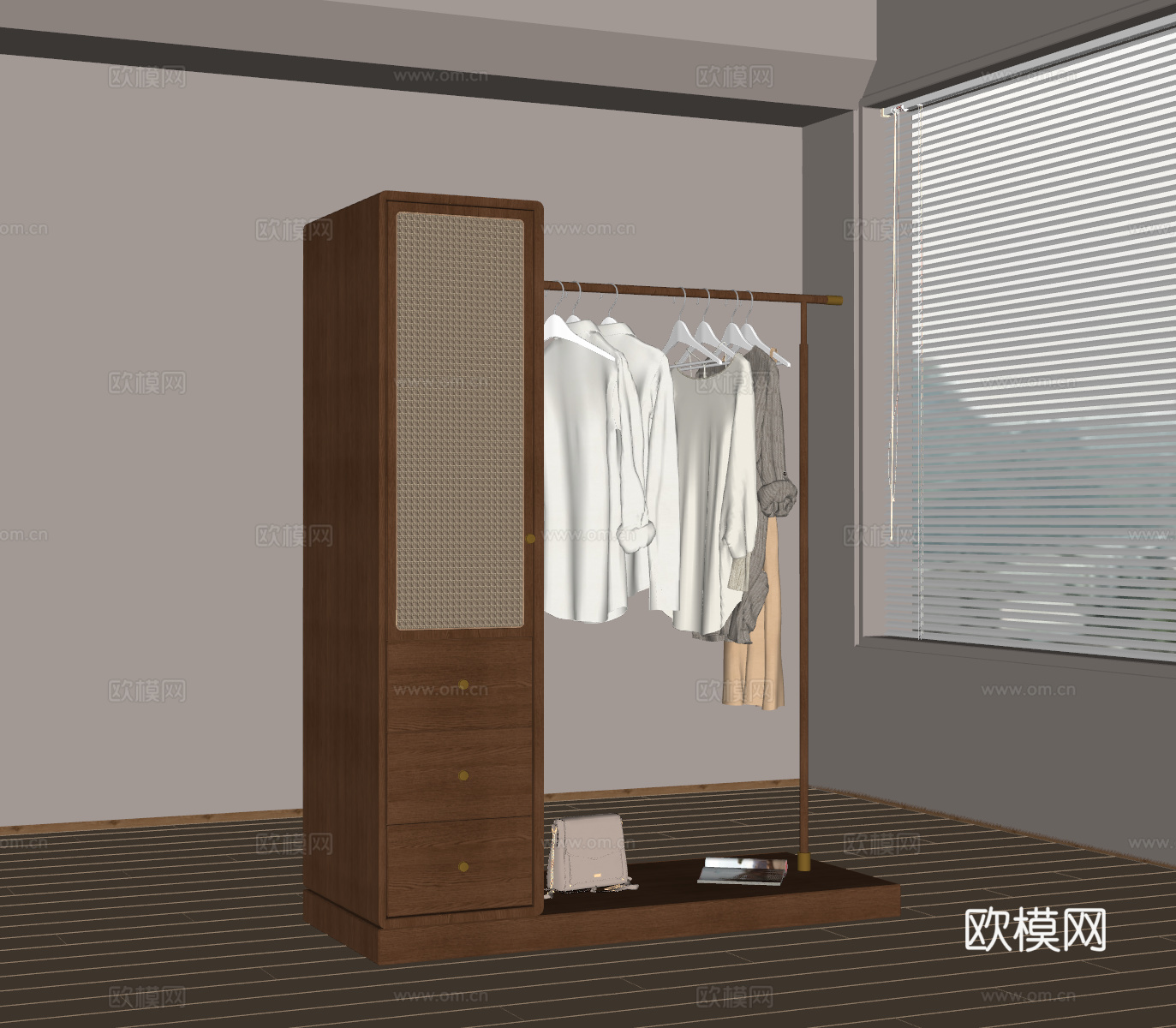 衣架 法式中古衣架 新中式衣架su模型