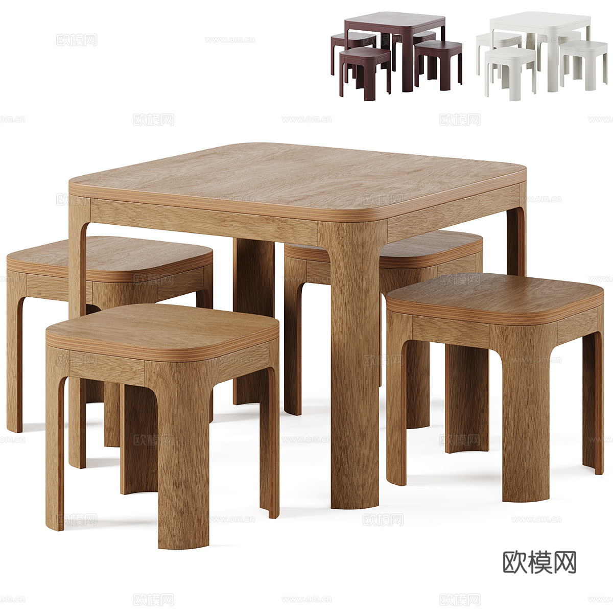 现代意式奶油风儿童桌椅3d模型