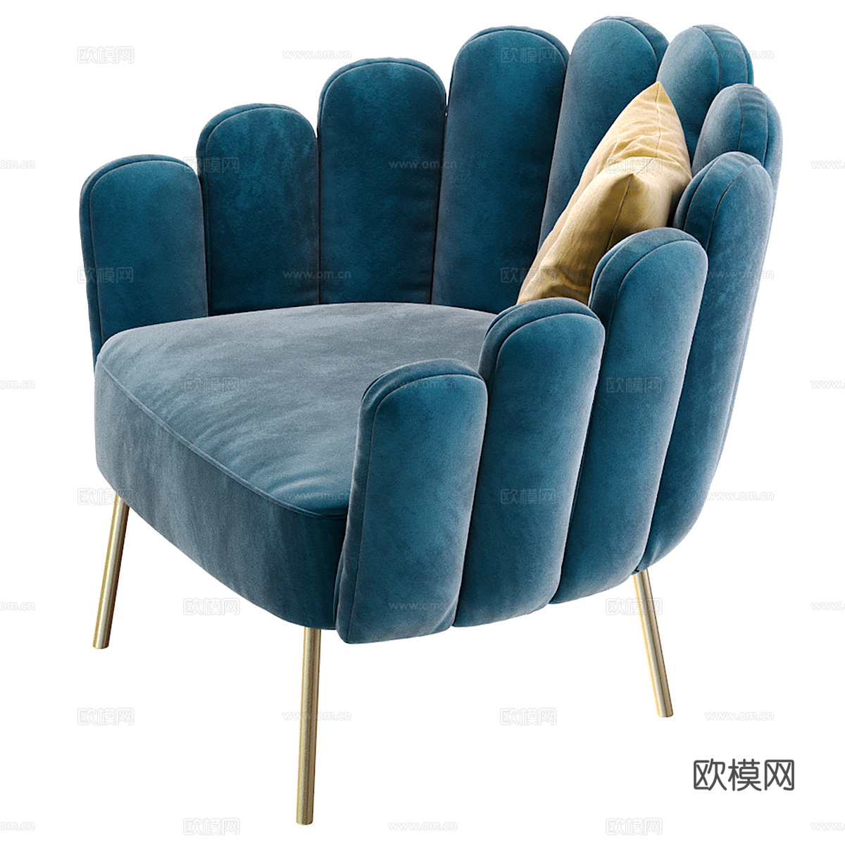 现代意式轻奢布艺扶手椅3d模型