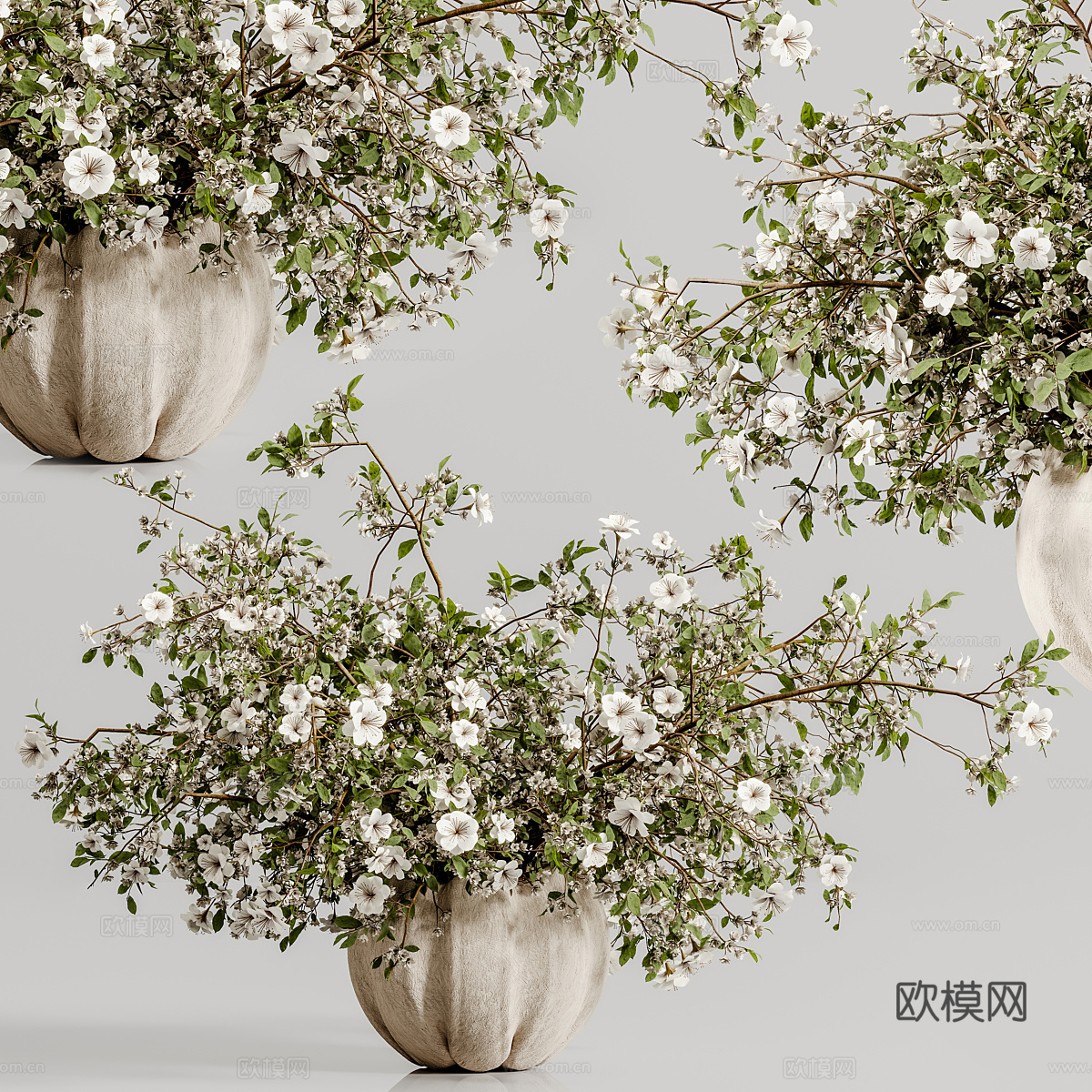 新中式花瓶花艺3d模型