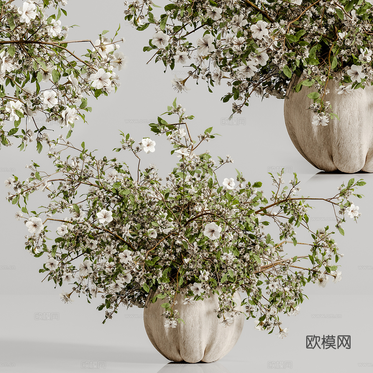 新中式花瓶花艺3d模型