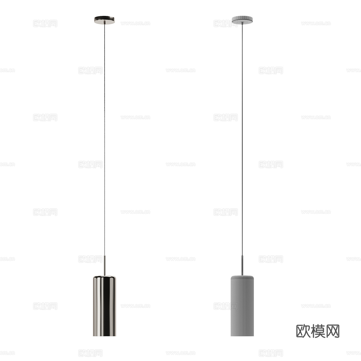 现代极简金属装饰吊线灯3d模型