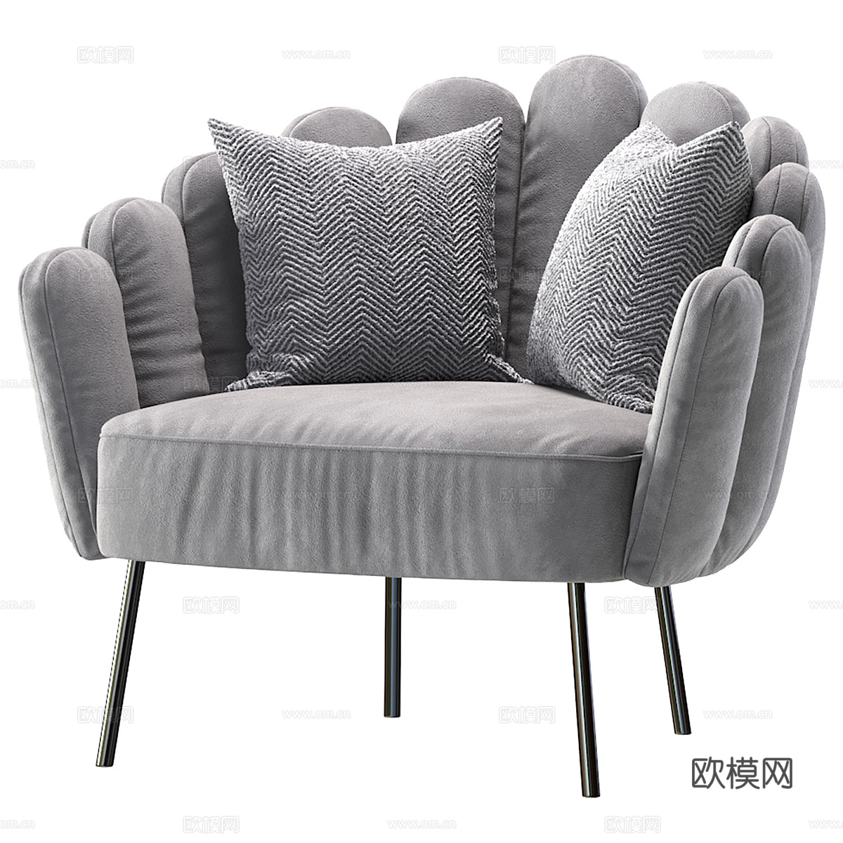现代意式轻奢布艺扶手椅3d模型