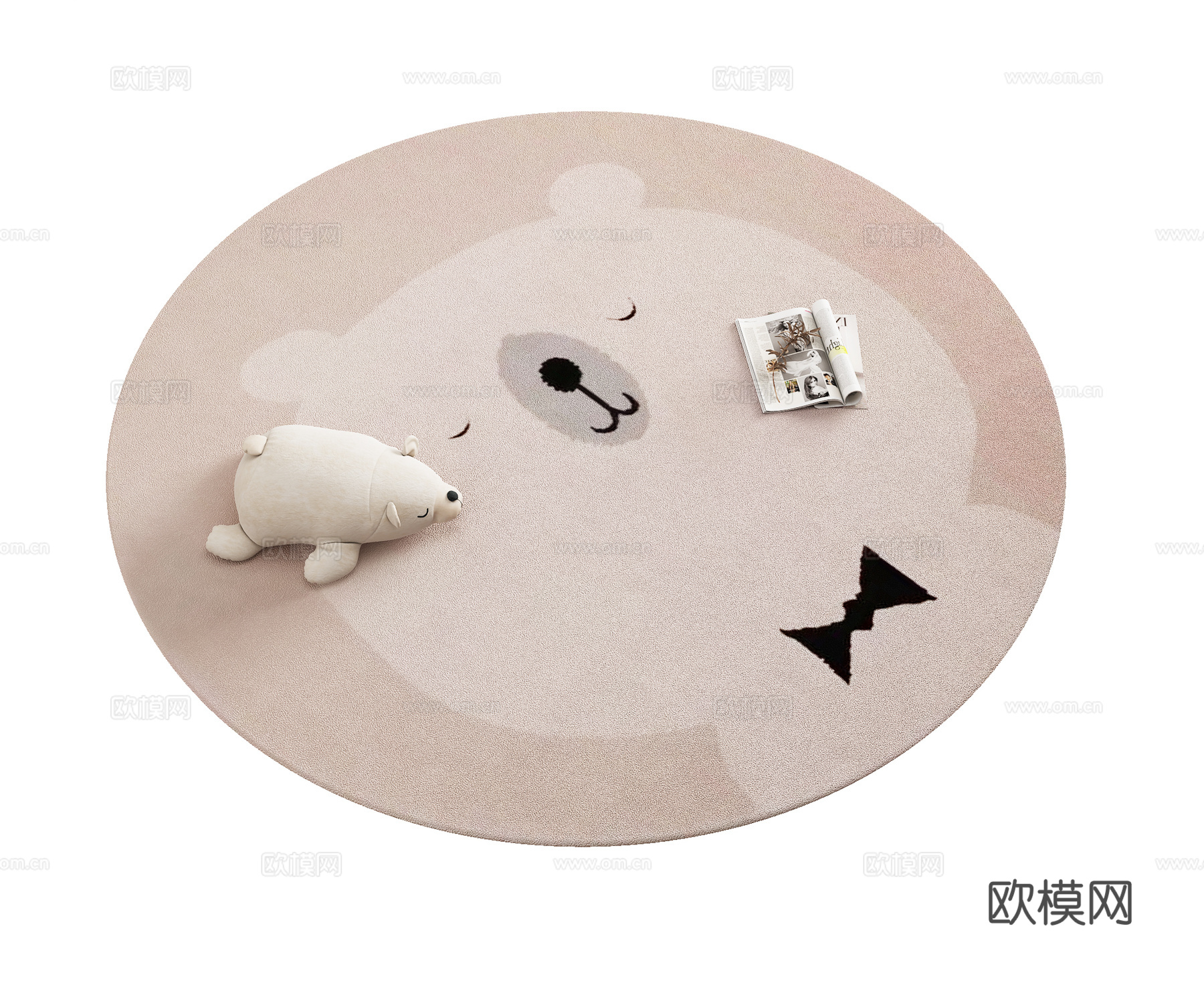 现代儿童房圆形地毯3d模型