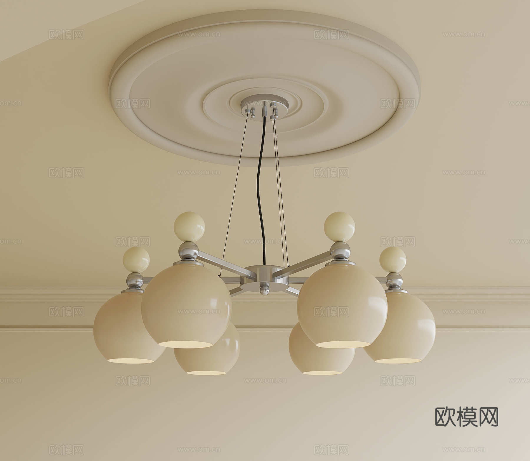 吊灯 法式奶油风吊灯 多头吊灯 餐厅吊灯3d模型