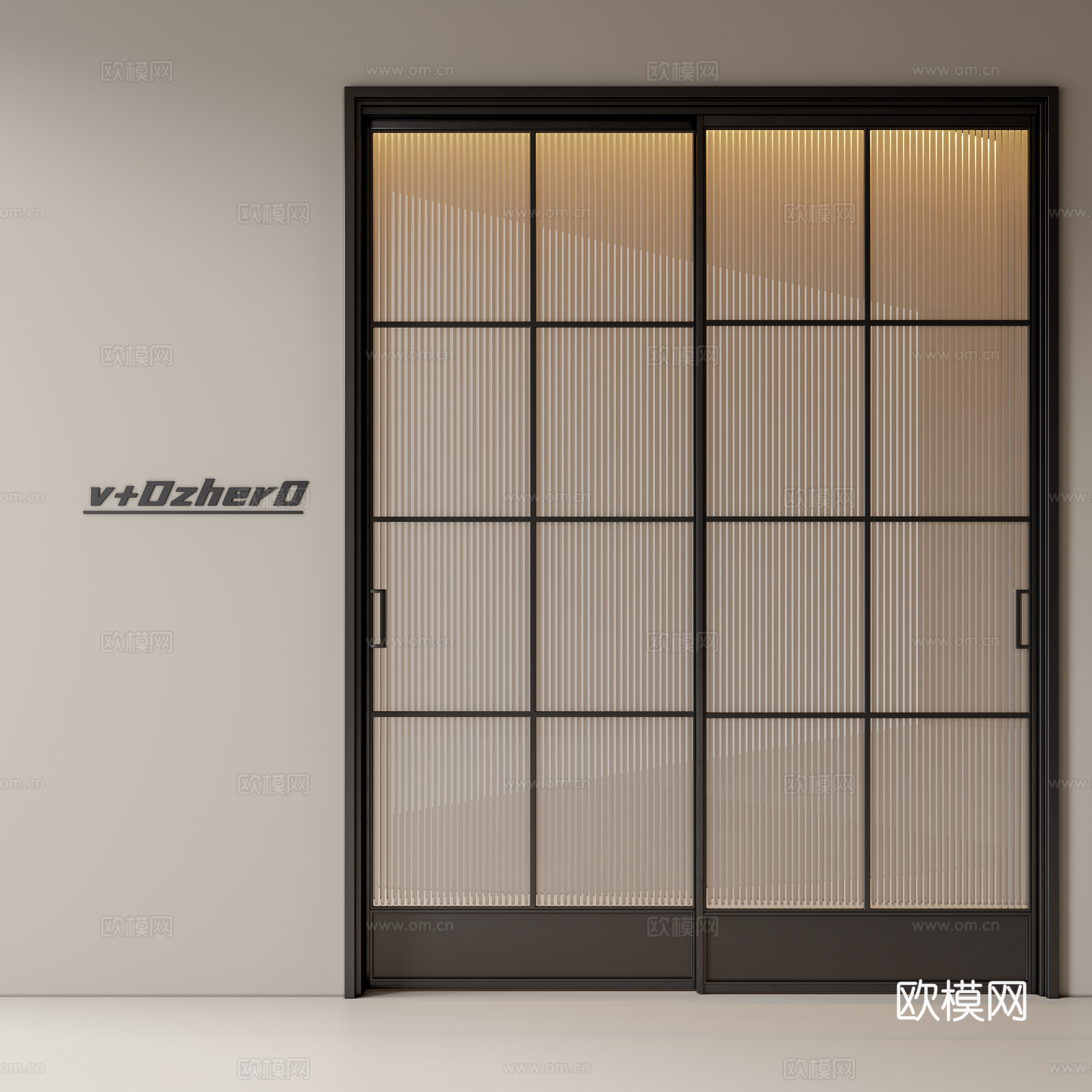 现代推拉门su模型