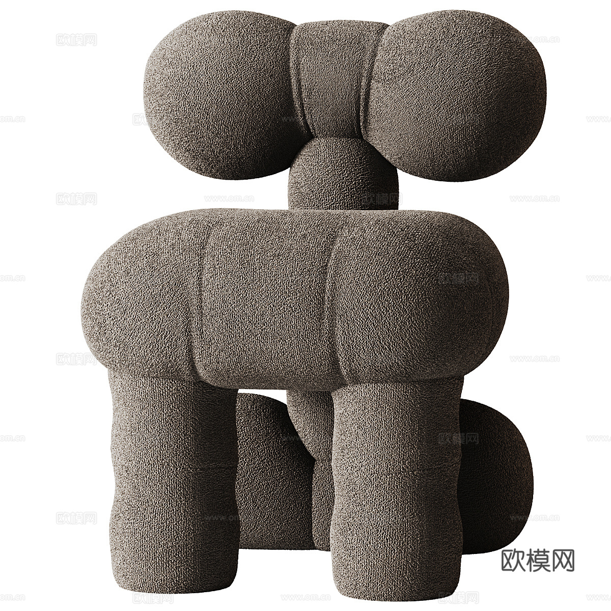 现代奶油风布艺休闲椅3d模型