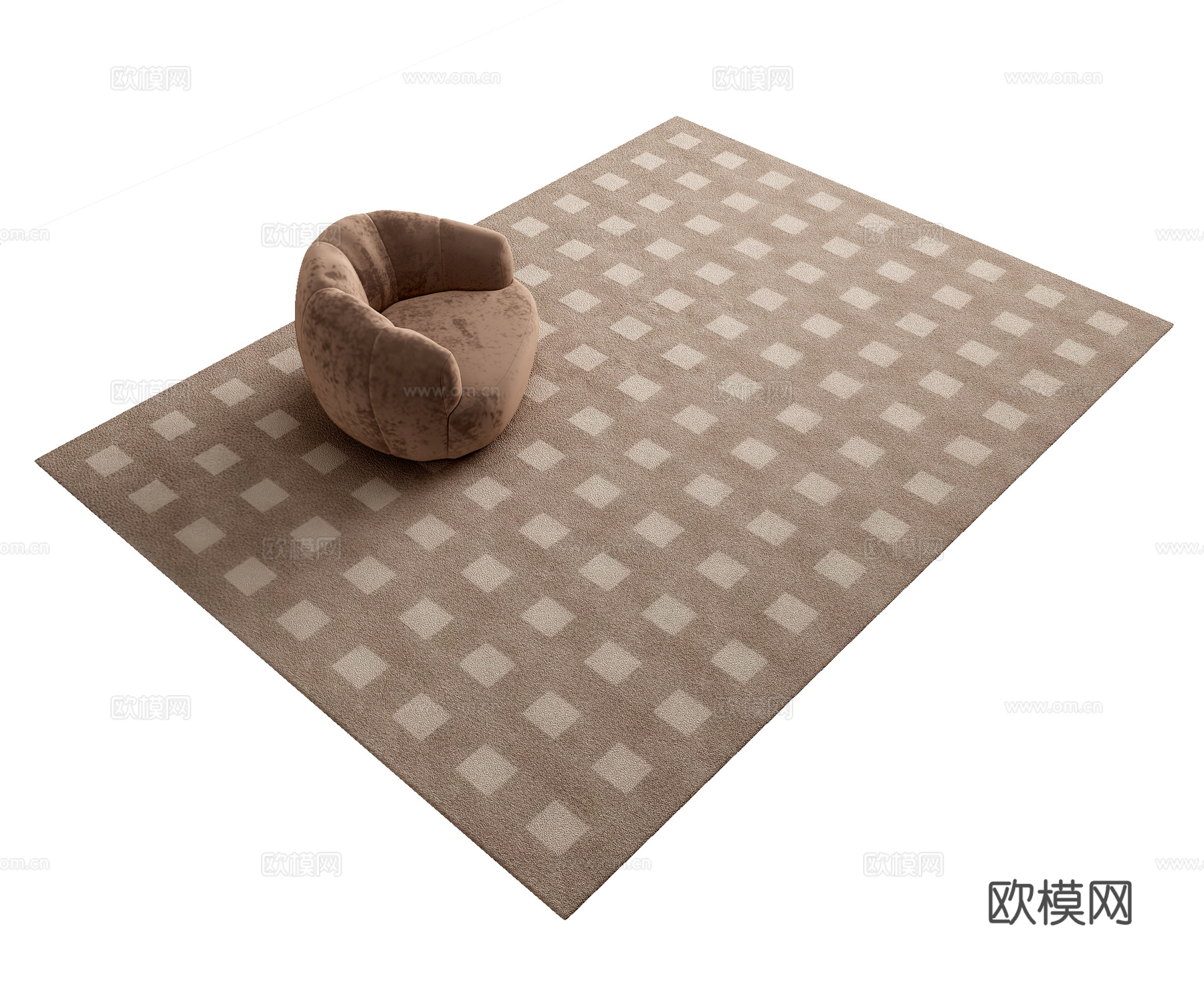 新中式客厅地毯卧室地毯3d模型