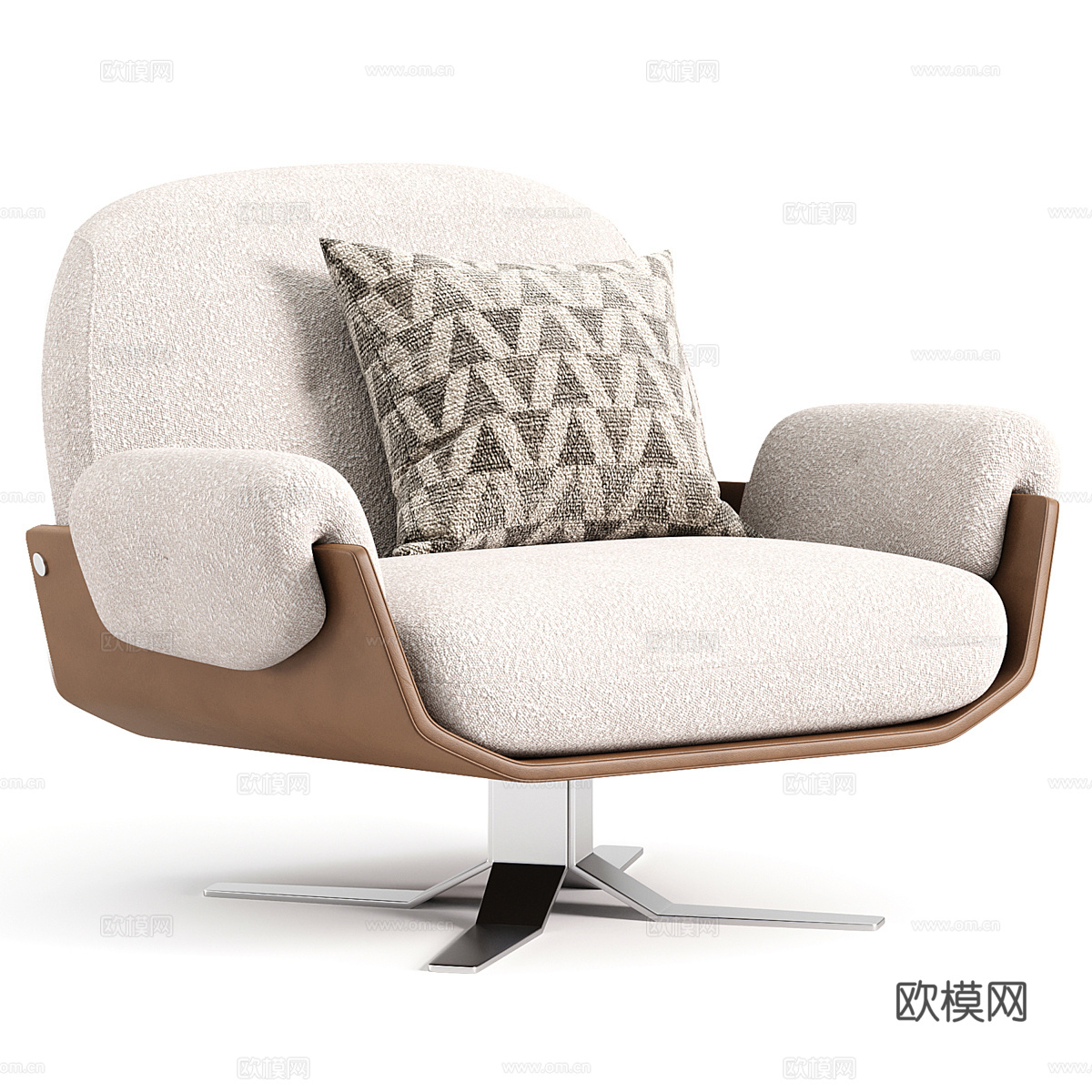 现代意式布艺皮革休闲椅3d模型