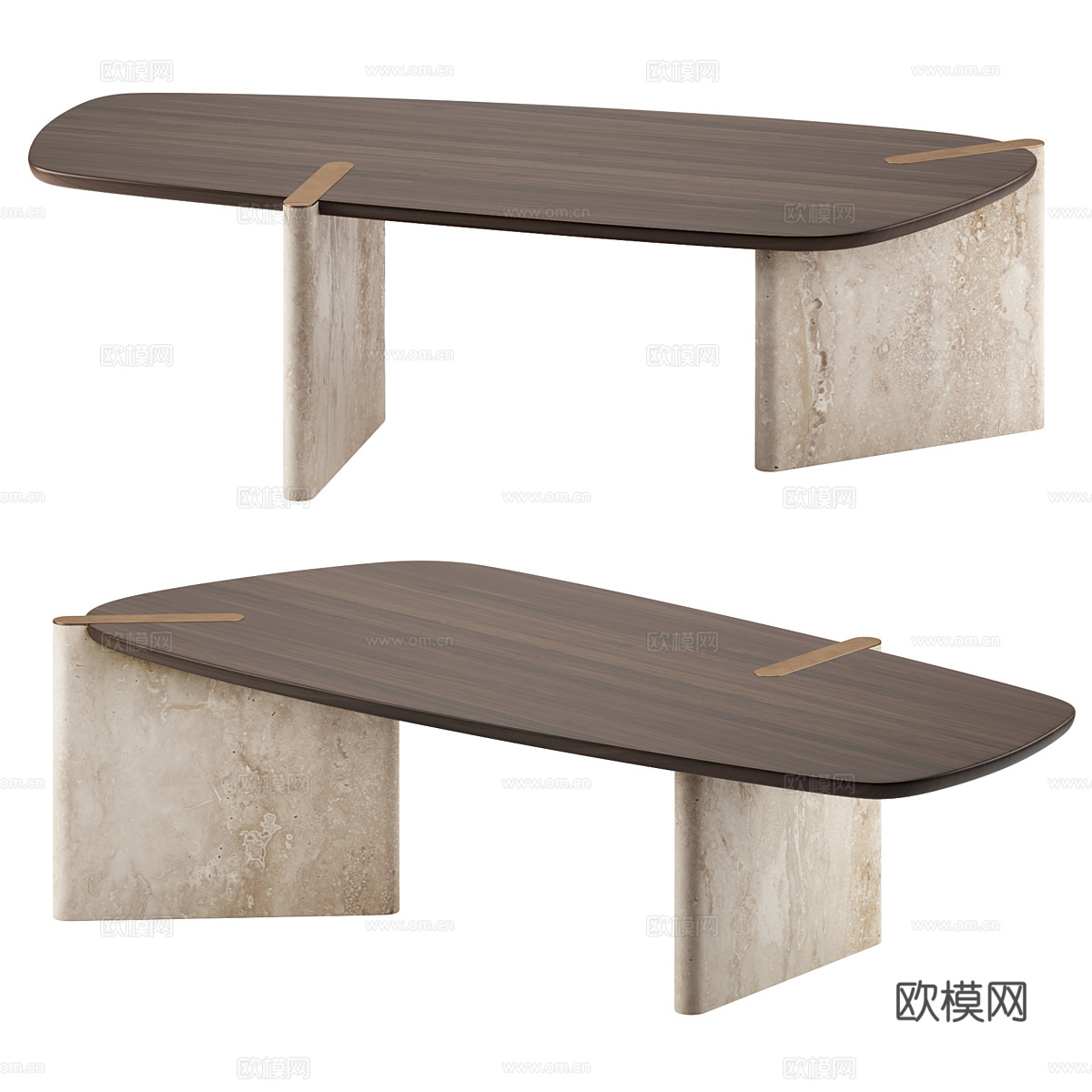 现代侘寂异形茶几3d模型