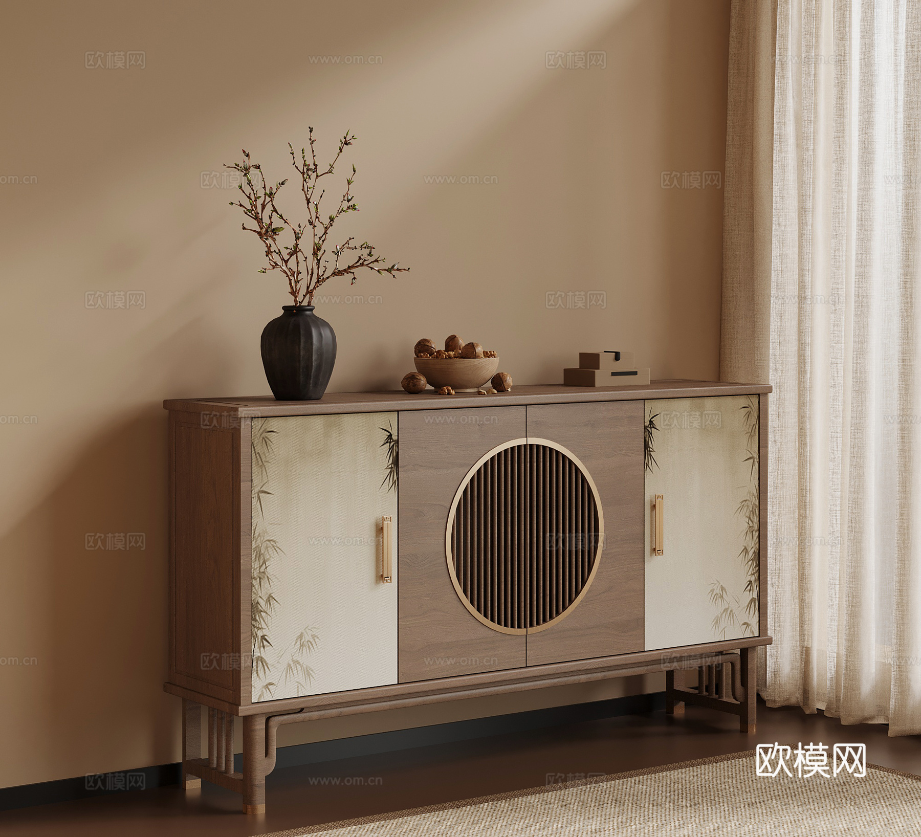 新中式玄关柜 边柜3d模型