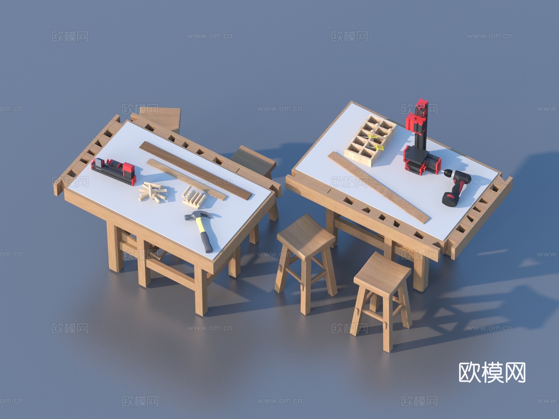 木工工具 桌椅组合3d模型