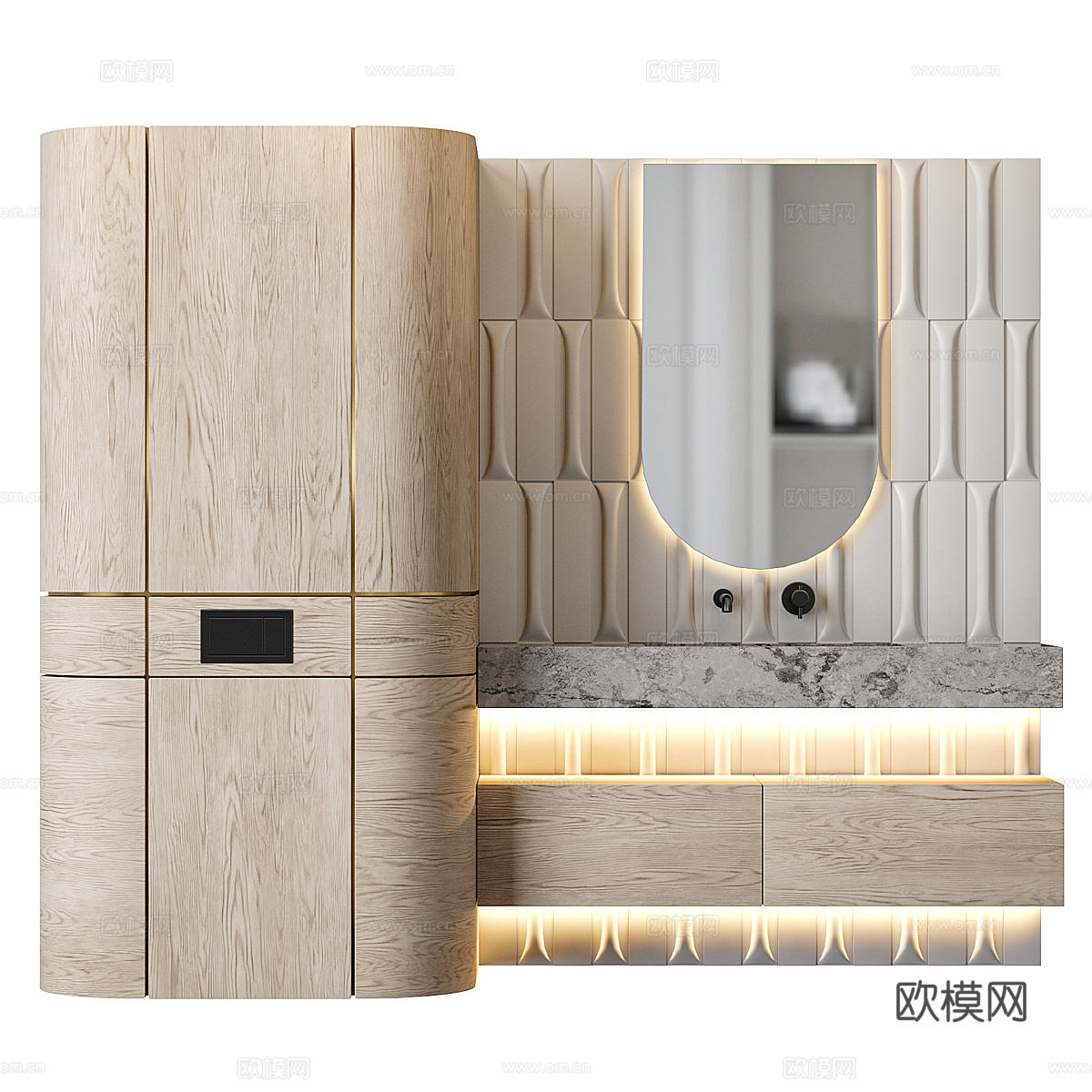 现代意式轻奢浴室柜 台盆柜3d模型