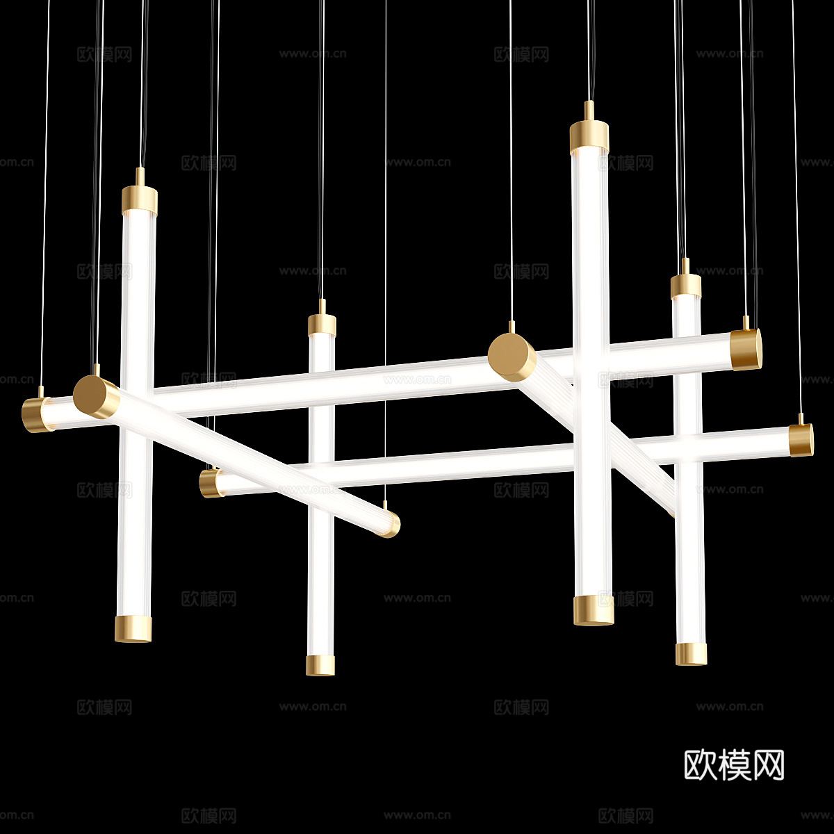 现代意式轻奢金属玻璃工艺吊灯3d模型
