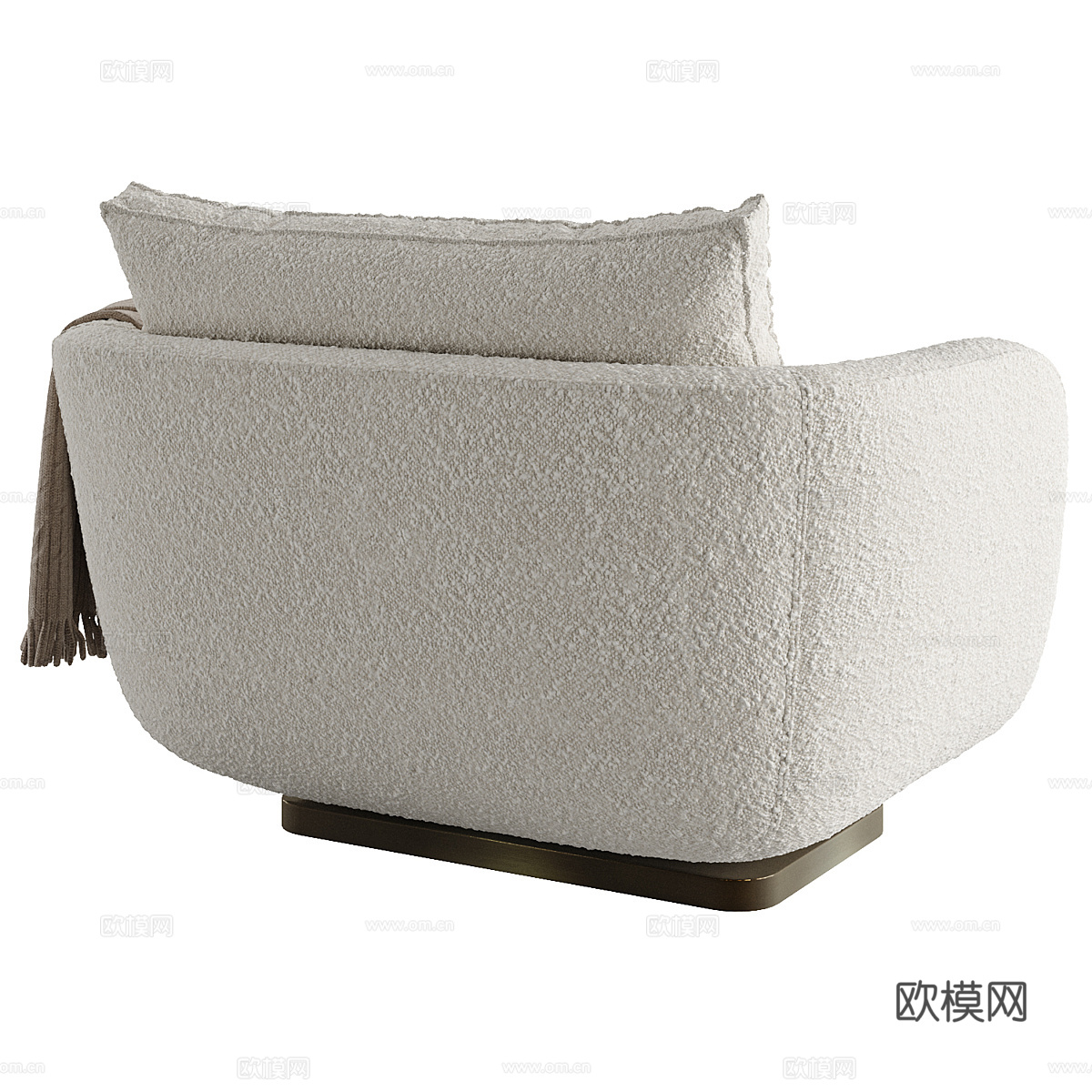 现代意式奶油风布艺沙发椅3d模型