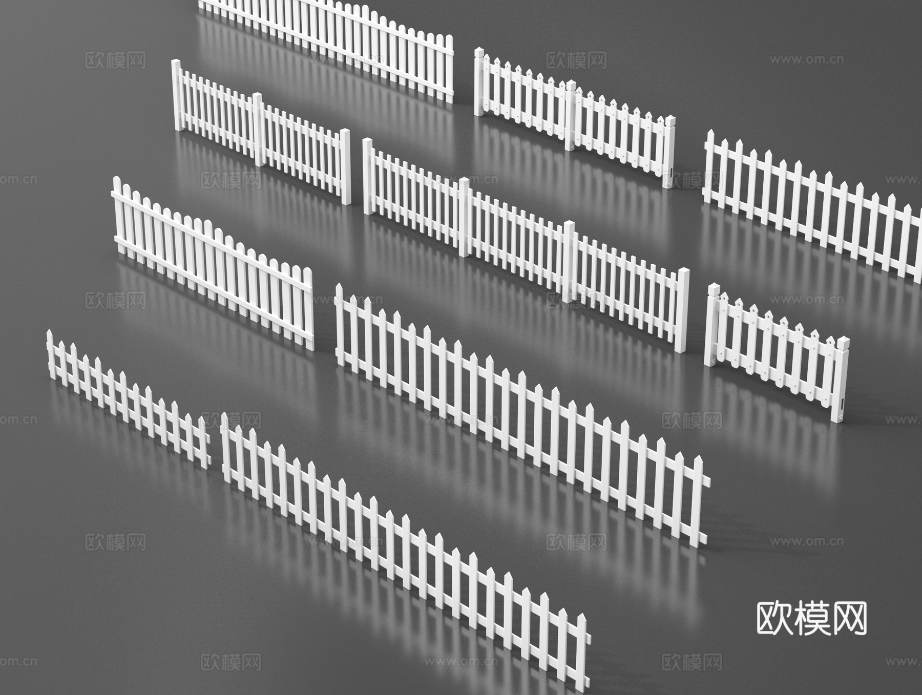 现代栅栏 篱笆 花园围栏 木质围栏 护栏3d模型