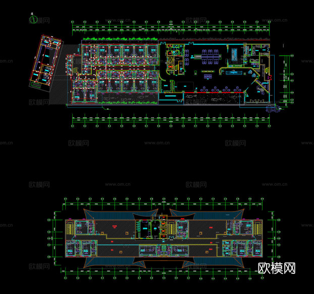 酒店大堂餐廳廚房公共休息區(qū)cad施工圖下載(渲染圖6)
