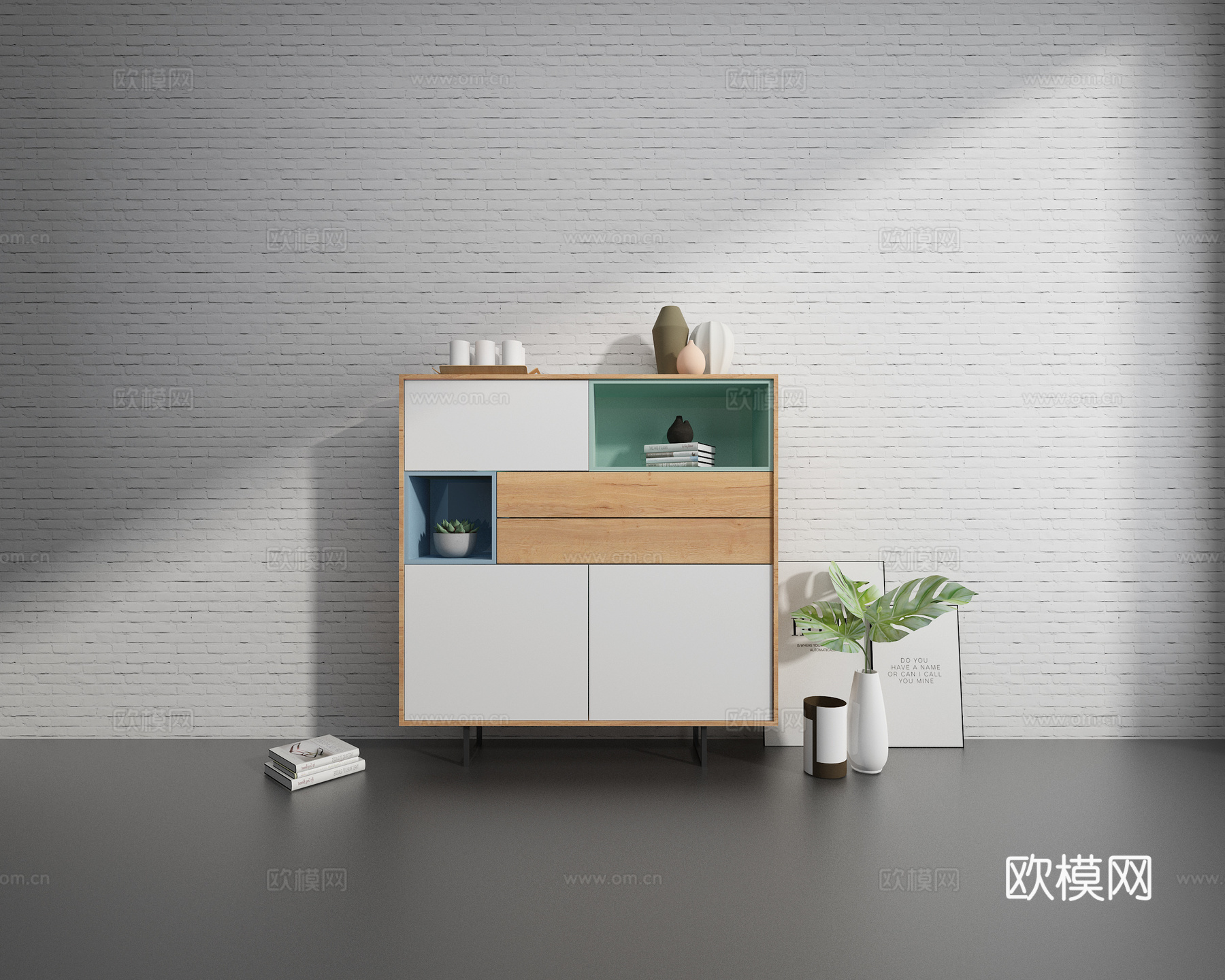 现代边柜 储物柜3d模型