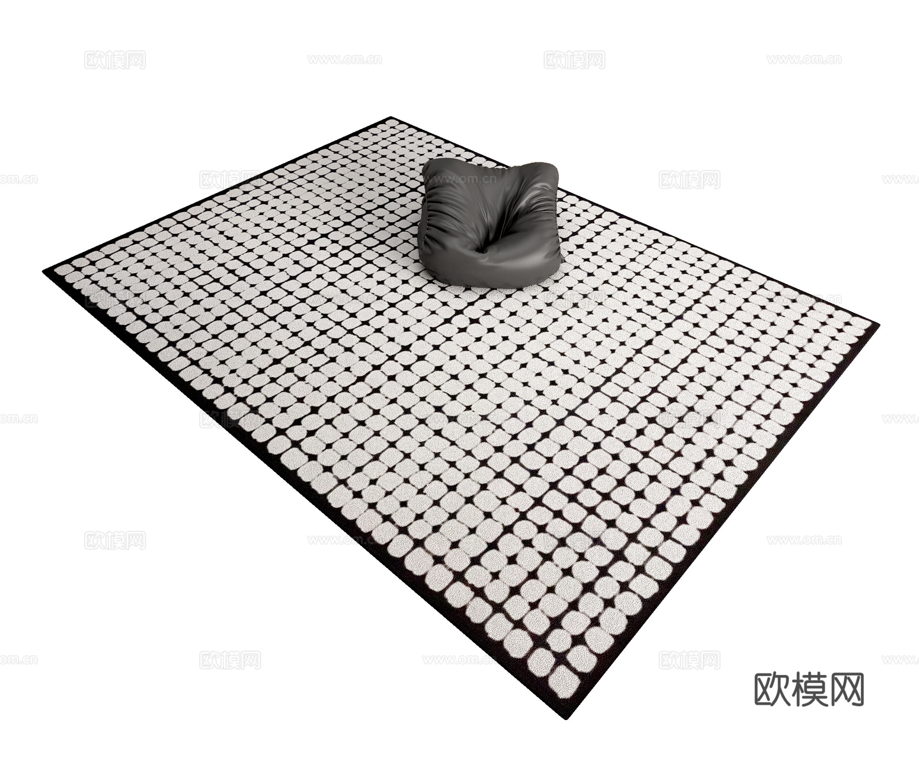 现代客厅黑白地毯卧室地毯3d模型