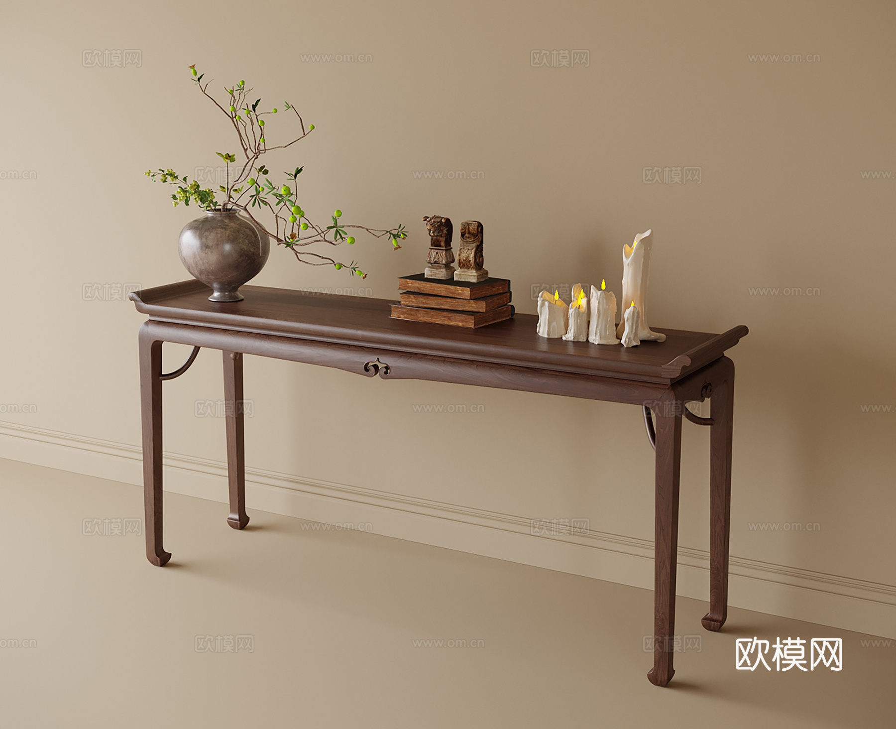 新中式端景台 玄关台 端景条案su模型