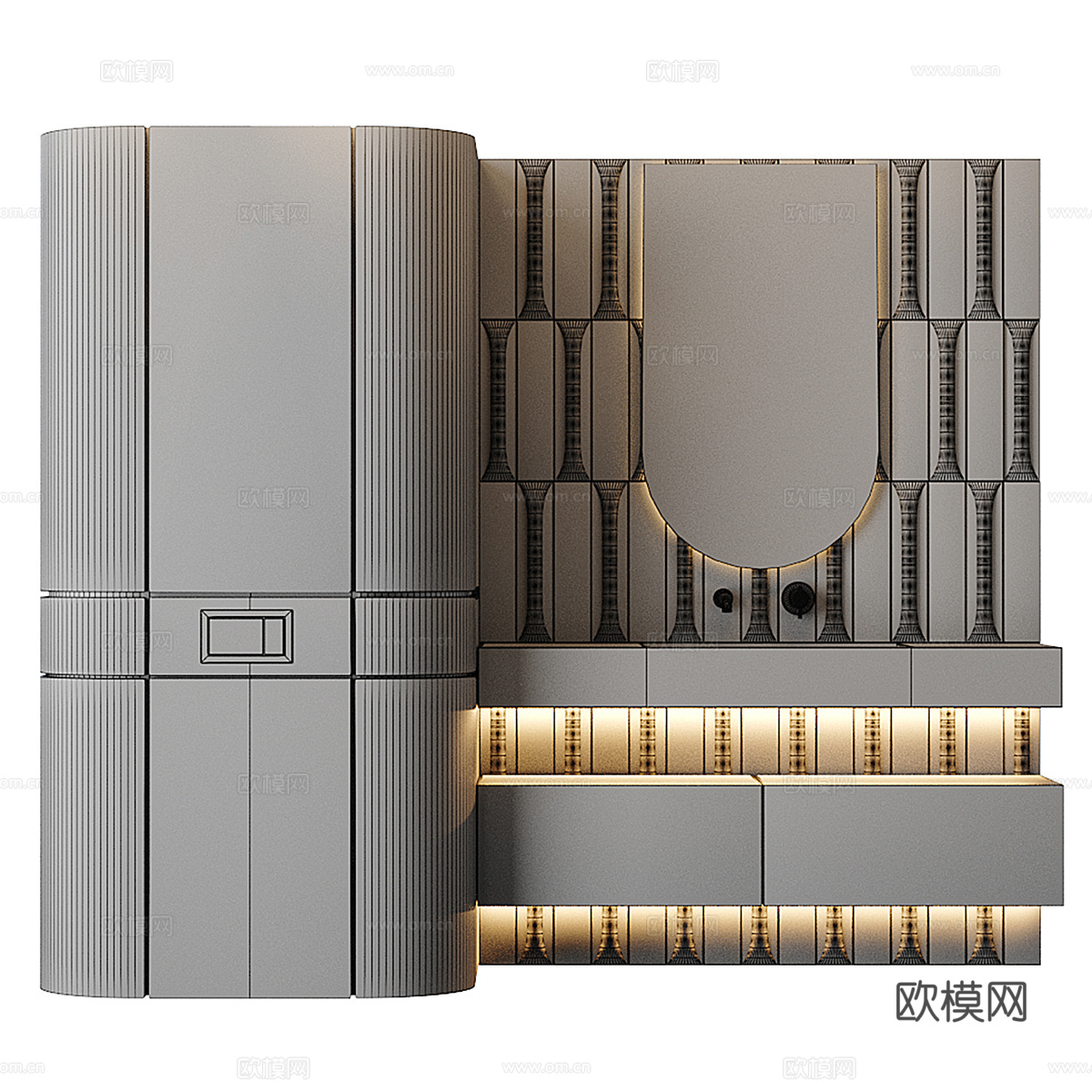 现代意式轻奢浴室柜 台盆柜3d模型
