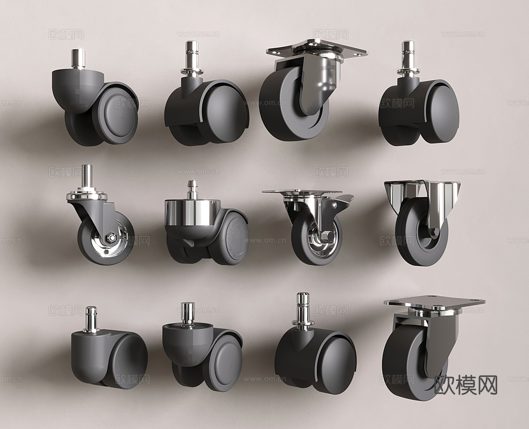现代轮子 万向轮 家具轮 脚轮3d模型
