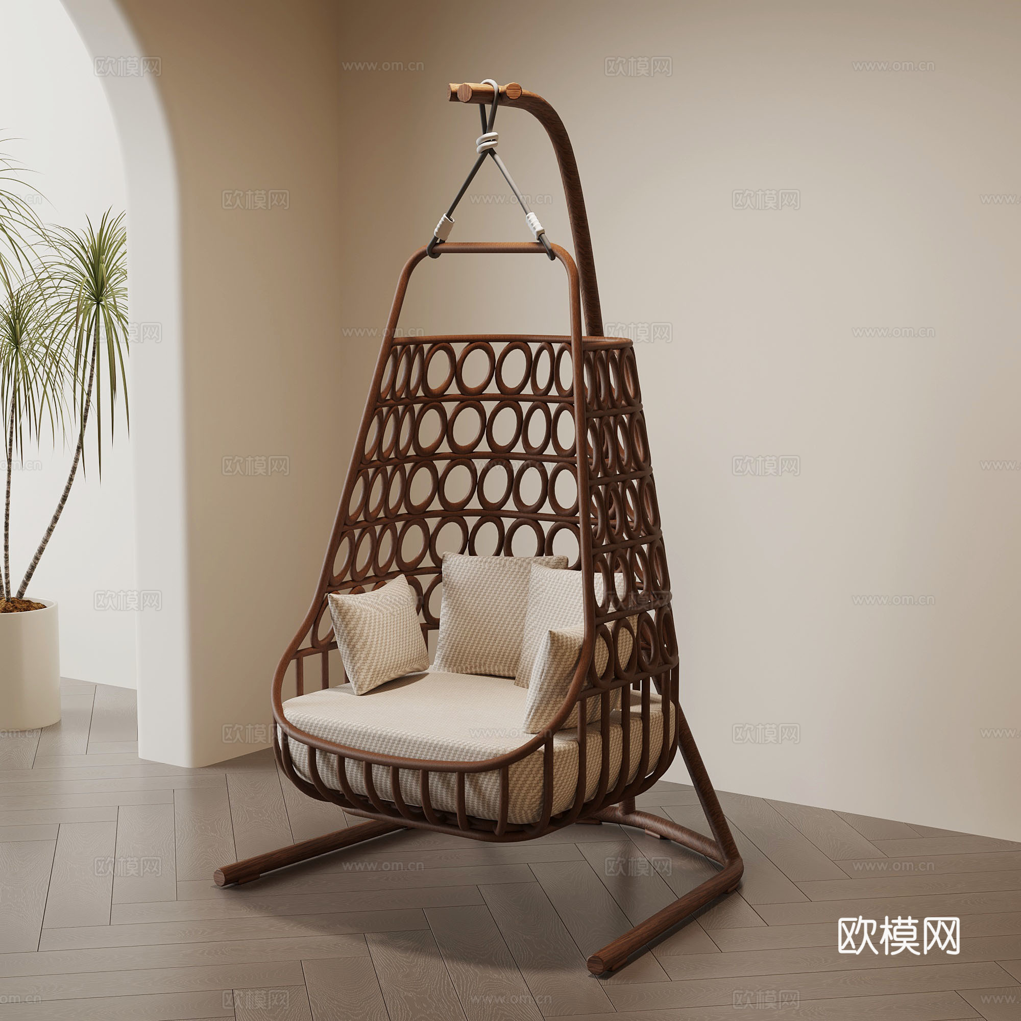 法式中古秋千椅 室内秋千椅su模型