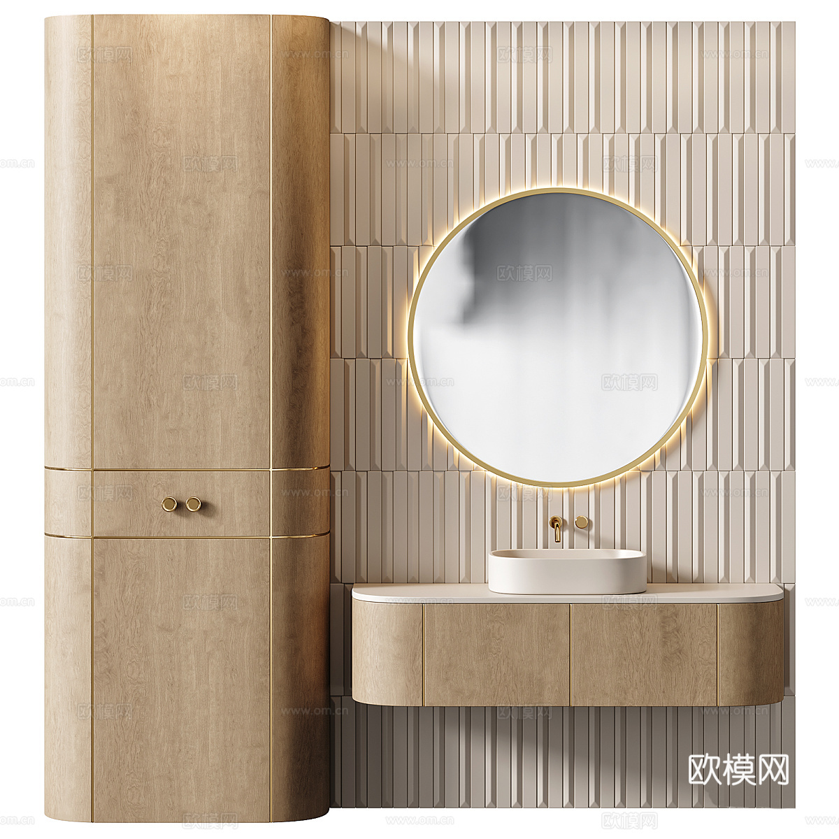 新中式轻奢浴室柜 台盆柜3d模型