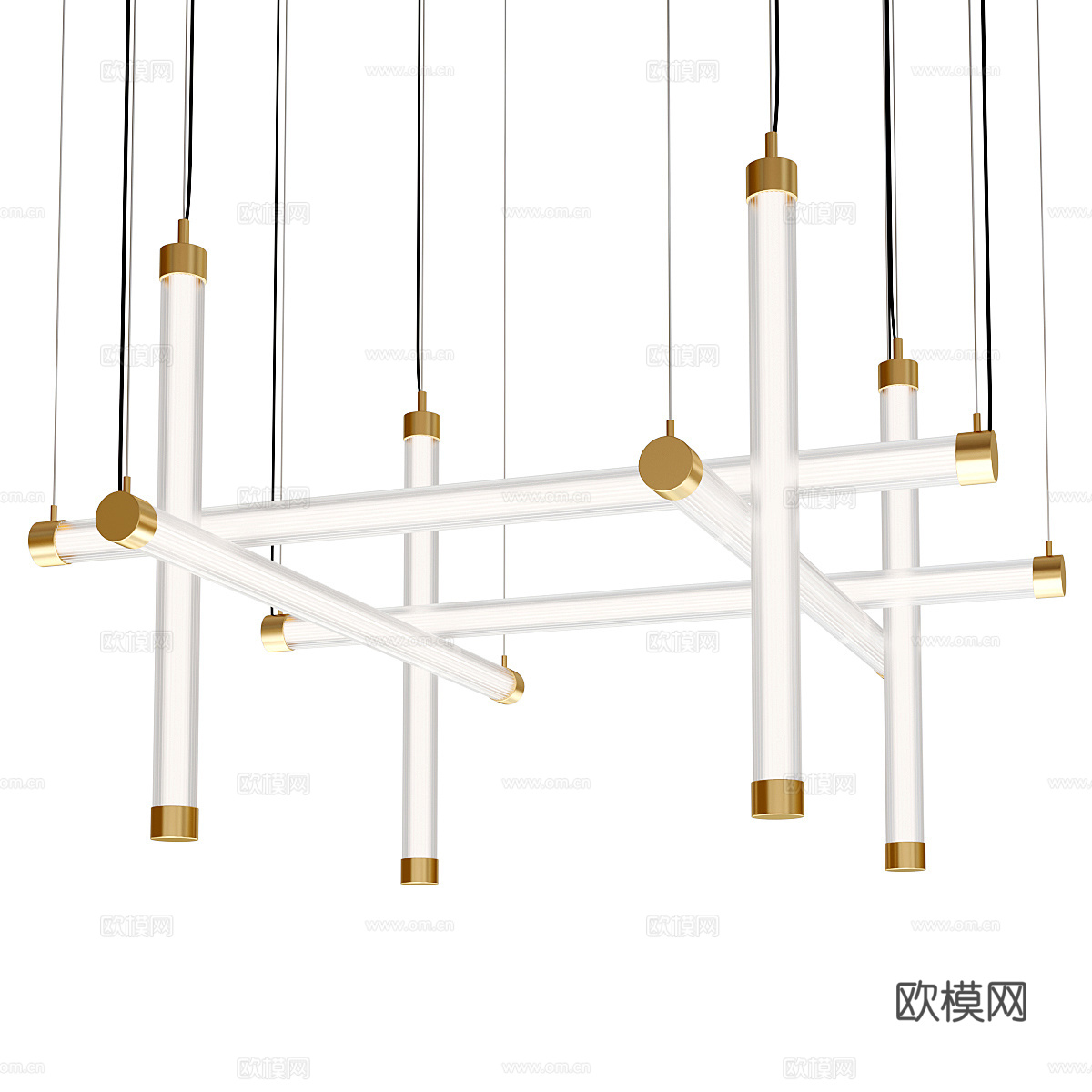 现代意式轻奢金属玻璃工艺吊灯3d模型